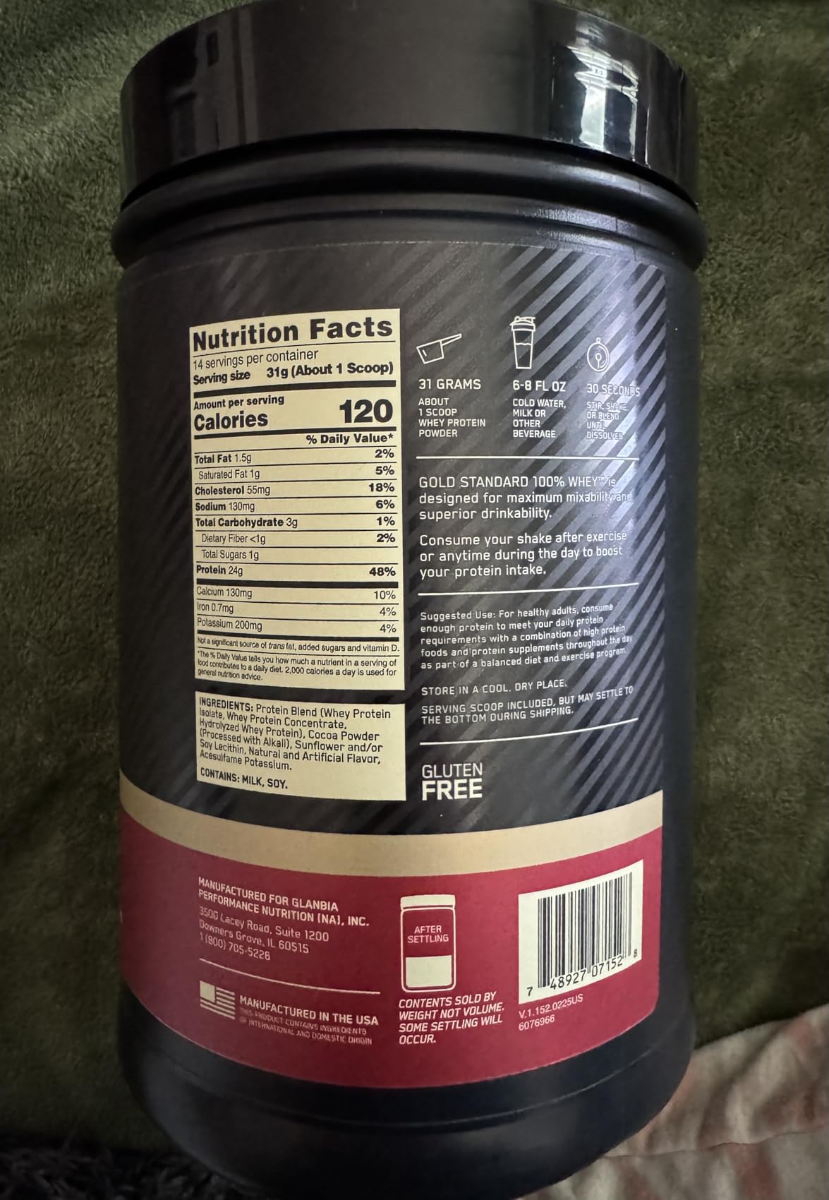 Gold Standard 100% Whey Protein Powder, Double Rich Chocolate 1.98 Pound customer photo 2
