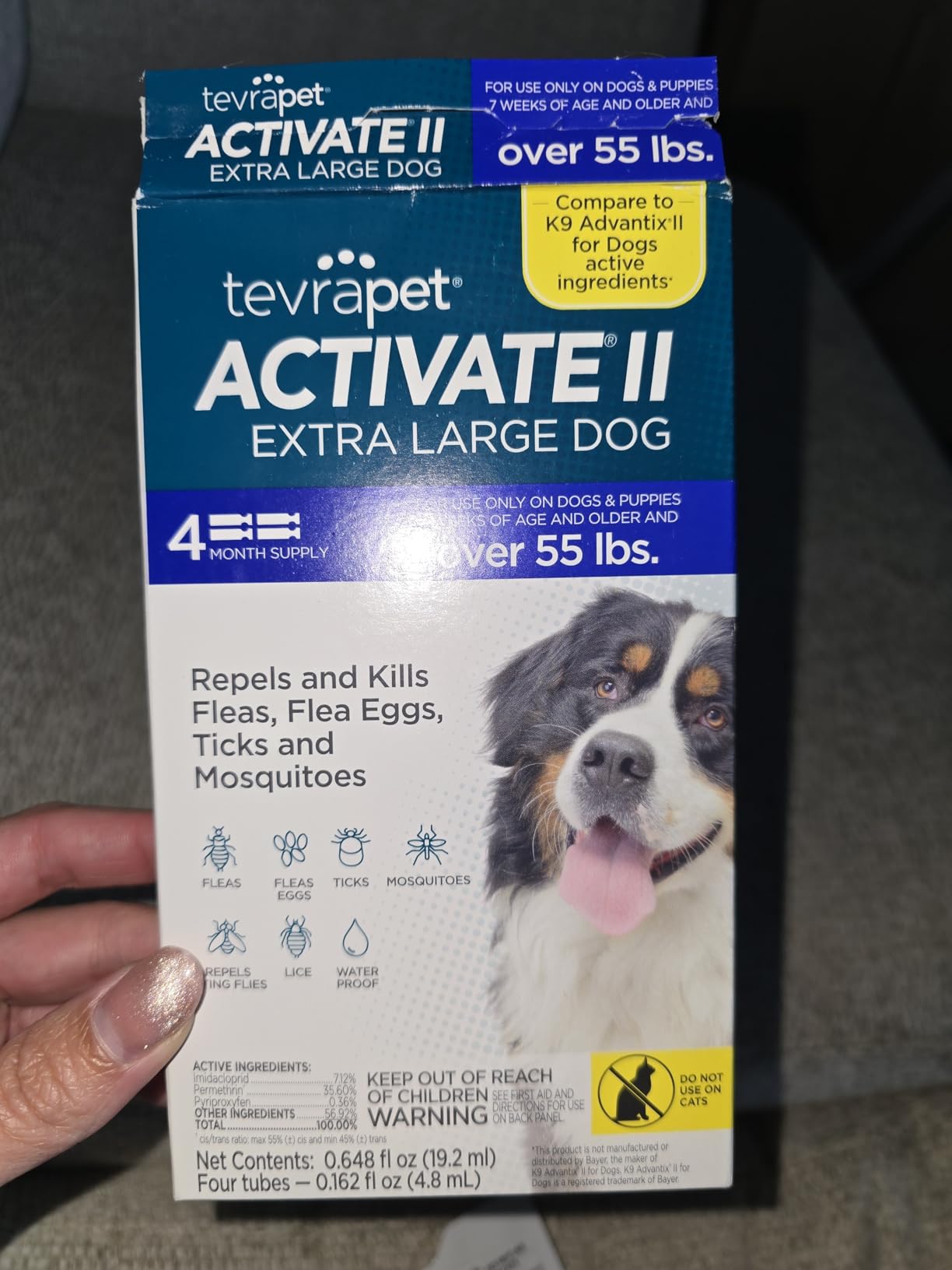 TevraPet Activate II Flea and Tick Prevention for Dogs, Extra Large Dogs 55+ lbs, Topical Drops, 4 Month Flea and Tick Treatment customer photo 1