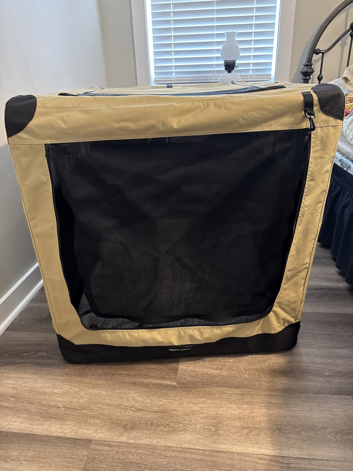 Amazon Basics Portable Folding Soft Dog Crate, Double Door, Collapsible Travel Kennel, Easy to Assemble, Medium, 29.92