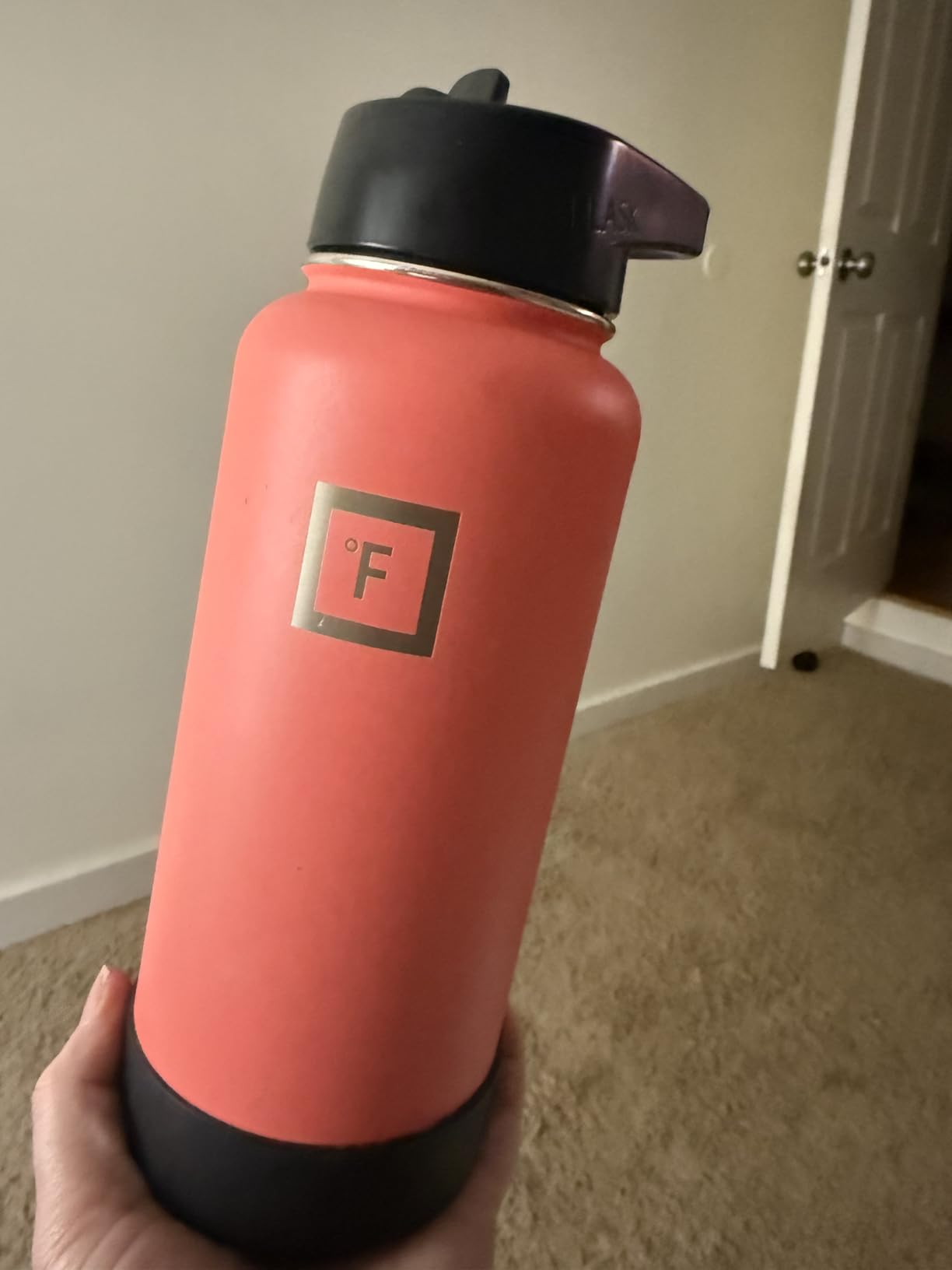 IRON FLASK Camping & Hiking Hydration Flask with Straw, Wide Mouth Insulated Stainless Steel Sports Water Bottle - 32 oz Midnight Black customer photo 2
