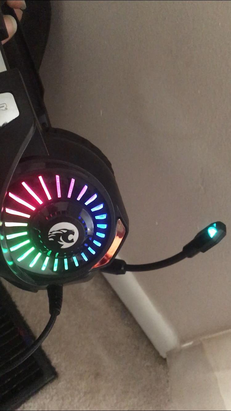 Gaming Headset with Microphone, Compatible with PS4 PS5 Xbox One PC Laptop, Over-Ear Headphones with LED RGB Light, Noise Canceling Mic, 7.1 Stereo Surround Sound customer photo 1