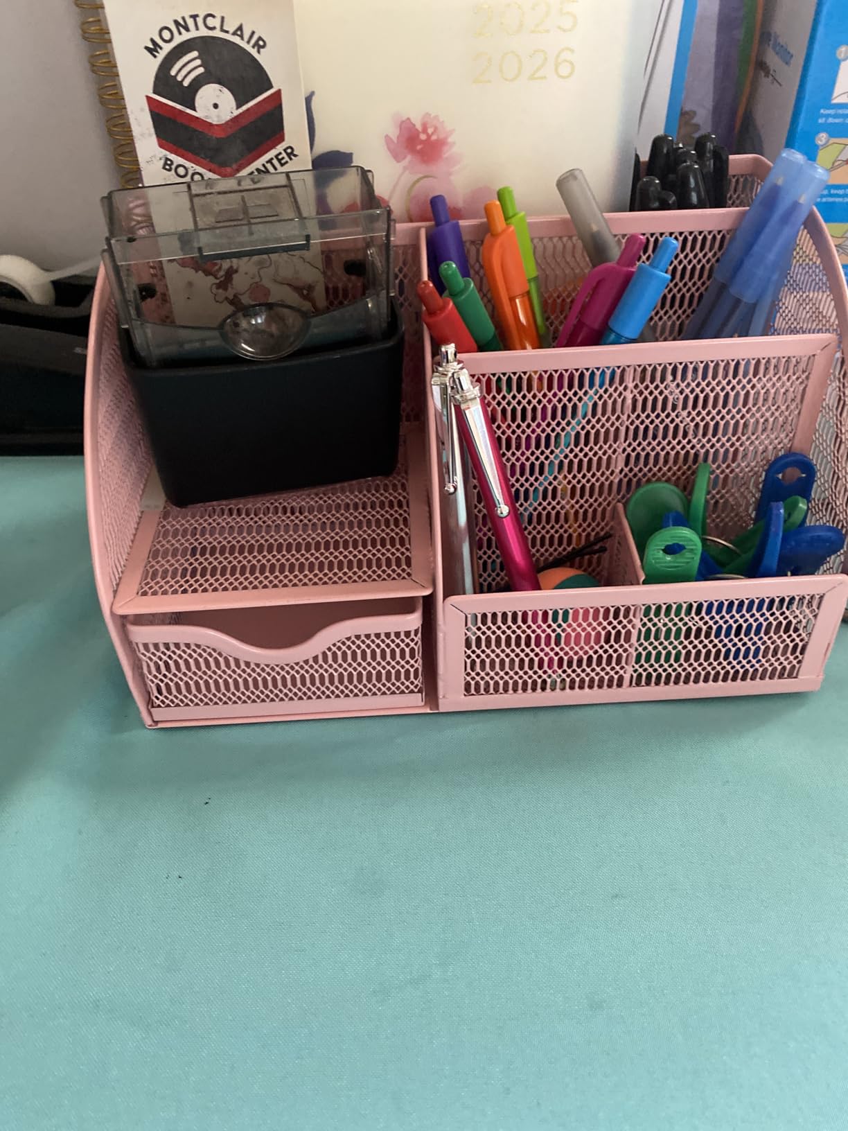 BLU MONACO | Gold Desk Organizer with Drawer | Metal Desktop Caddy with Six Compartments for Office Supplies | Stylish Desk Organizers and Accessories for Home or Office customer photo 1