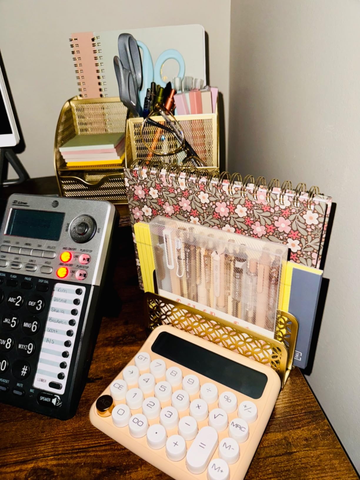 BLU MONACO | Gold Desk Organizer with Drawer | Metal Desktop Caddy with Six Compartments for Office Supplies | Stylish Desk Organizers and Accessories for Home or Office customer photo 2