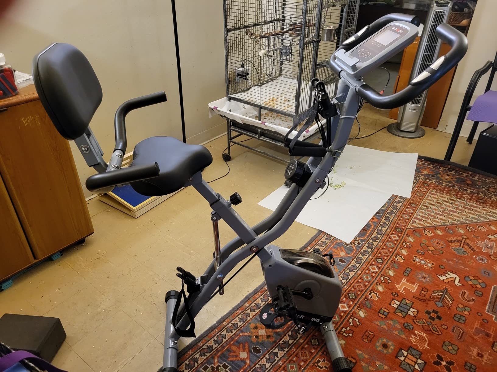 BARWING Stationary Exercise Bike for Home Workout, 5 IN 1 Foldable Indoor Cycling Bike for Seniors, 350LB Capacity, 16-Level Magnetic Resistance, Seat Backrest Adjustments customer photo 2