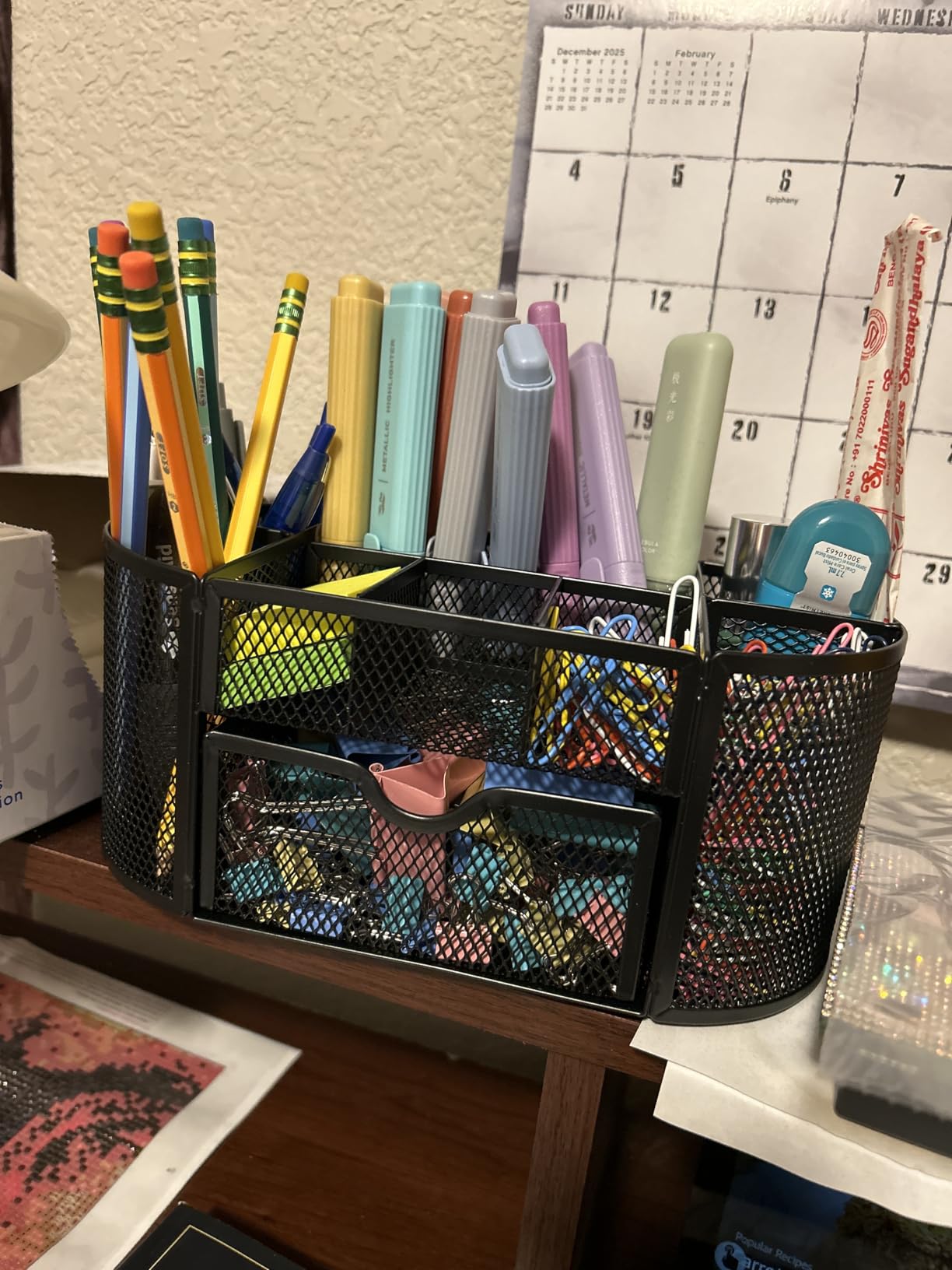 Amazon Basics Pen Holder and Desk Organizer, Office Supplies Storage Caddy, 9.1