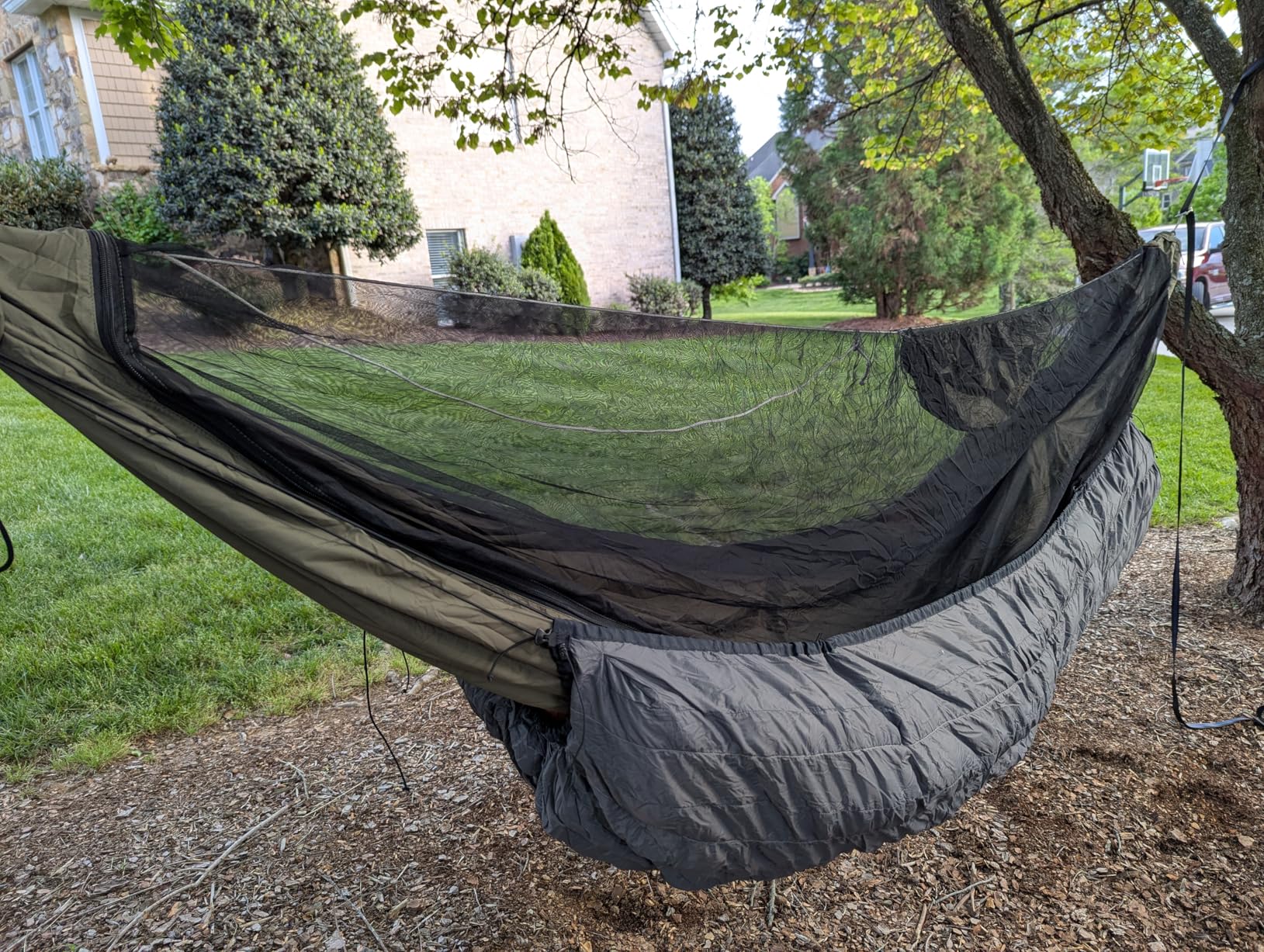 Onewind 11ft Camping Hammock with Mosquito Net and Structure Ridgeline, Lightweight Portable Hammock with 12ft Tree Straps Ideal for Outdoor Hiking Backpacking, OD Green customer photo 1