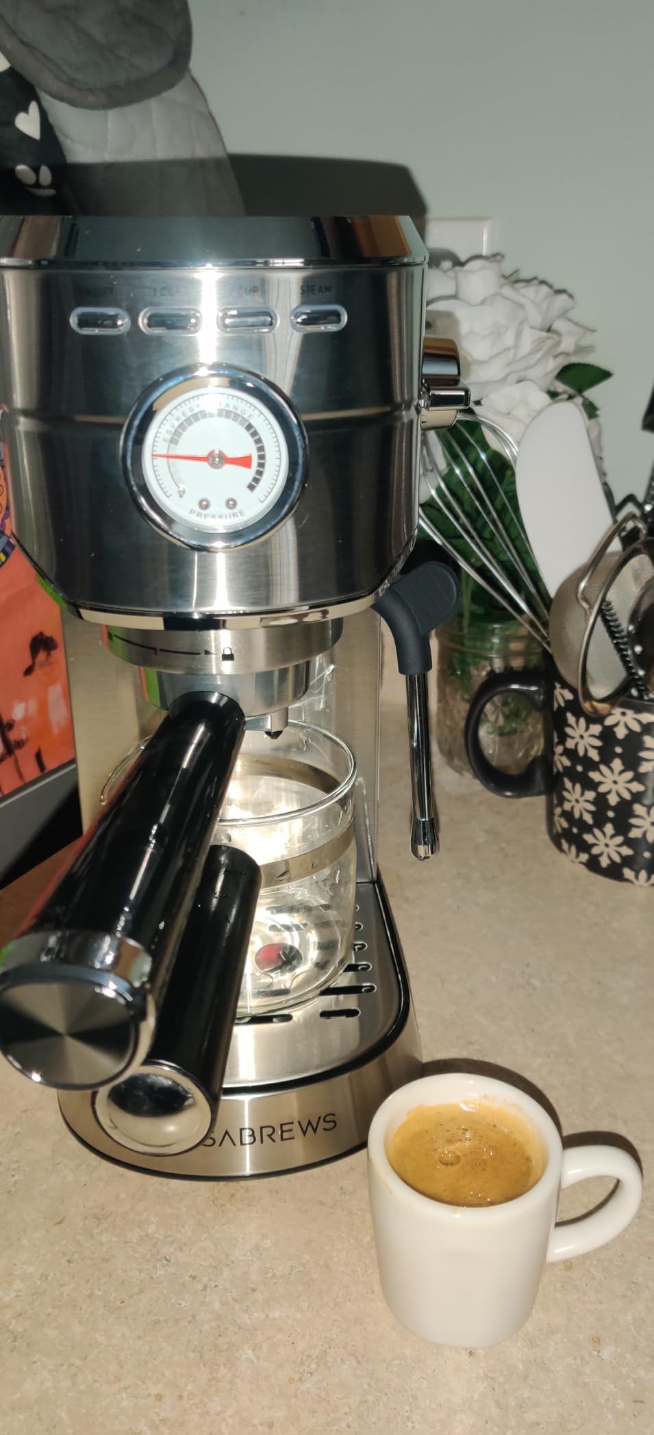CASABREWS CM5418 Espresso Machine 20 Bar, Compact Espresso Maker with Steam Milk Frother, Stainless Steel Coffee Machine with 34oz Removable Water Tank for Cappuccino, Small Latte Machine, Silver customer photo 2
