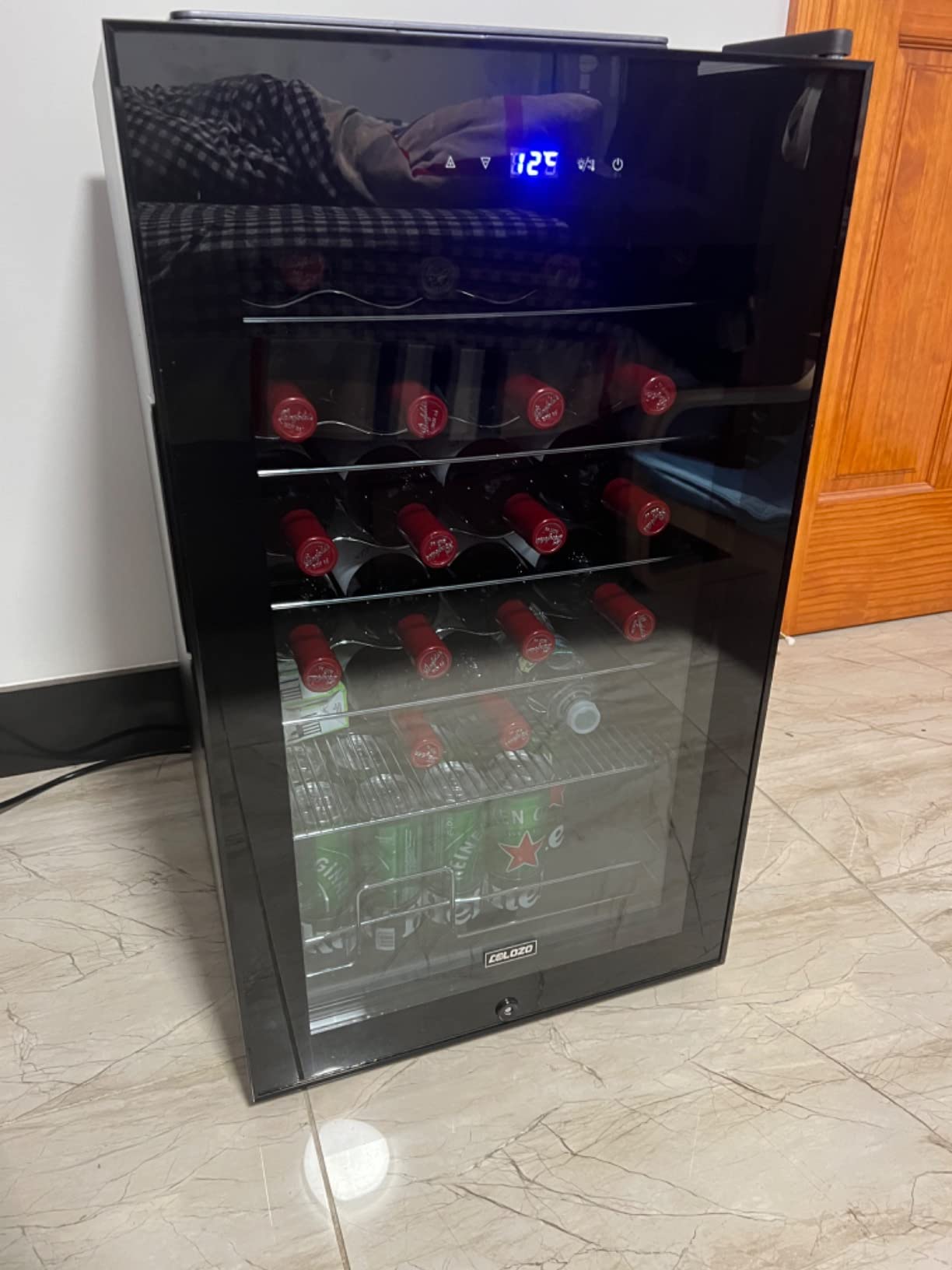 17 Inch Wine Cooler Refrigerator, Freestanding Under Counter Compact Wine Fridge, 40-65°F, 24 Bottle Countertop Mini Wine Cooler with Double-Layer Tempered Glass Door/ Lock for Bedroom/Apartment customer photo 2