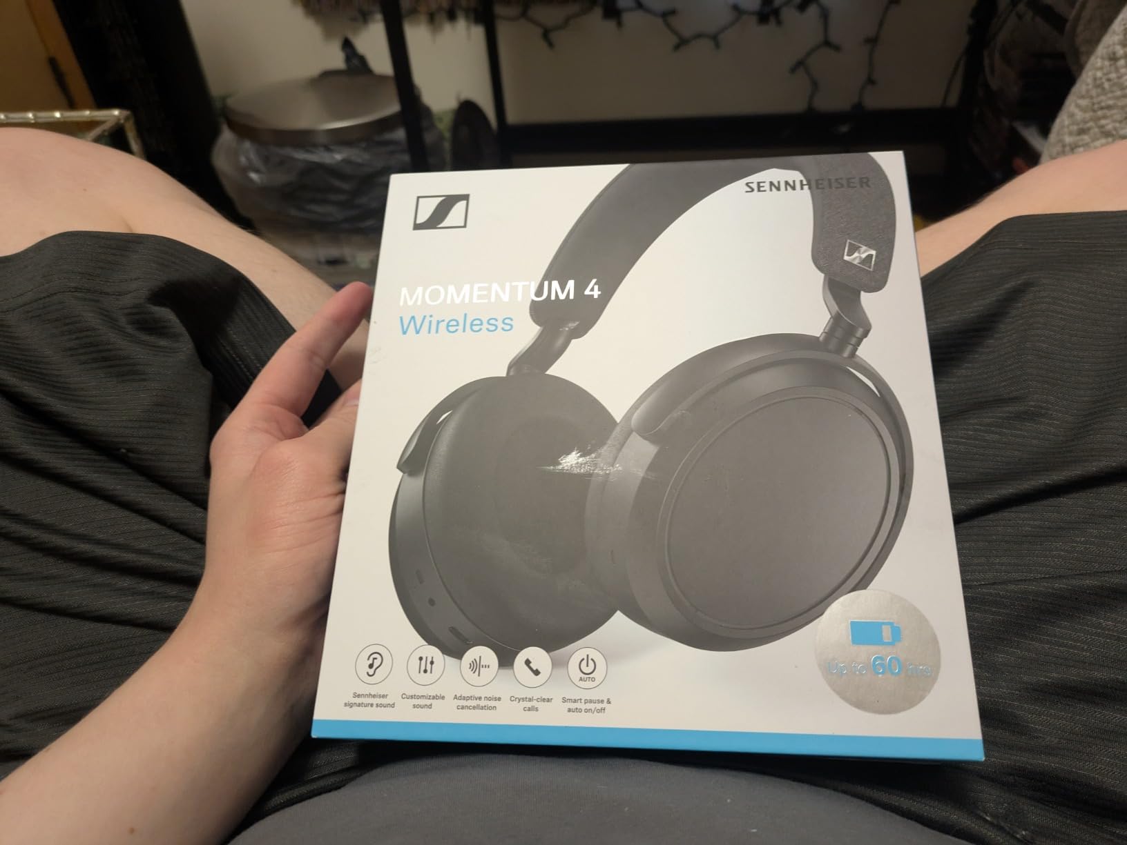 Sennheiser Momentum 4 Wireless Noise Cancelling Headphones - Bluetooth Headset for Crystal-Clear Calls with Adaptive Noise Cancellation, 60h Battery Life, Folding Design, Black customer photo 1