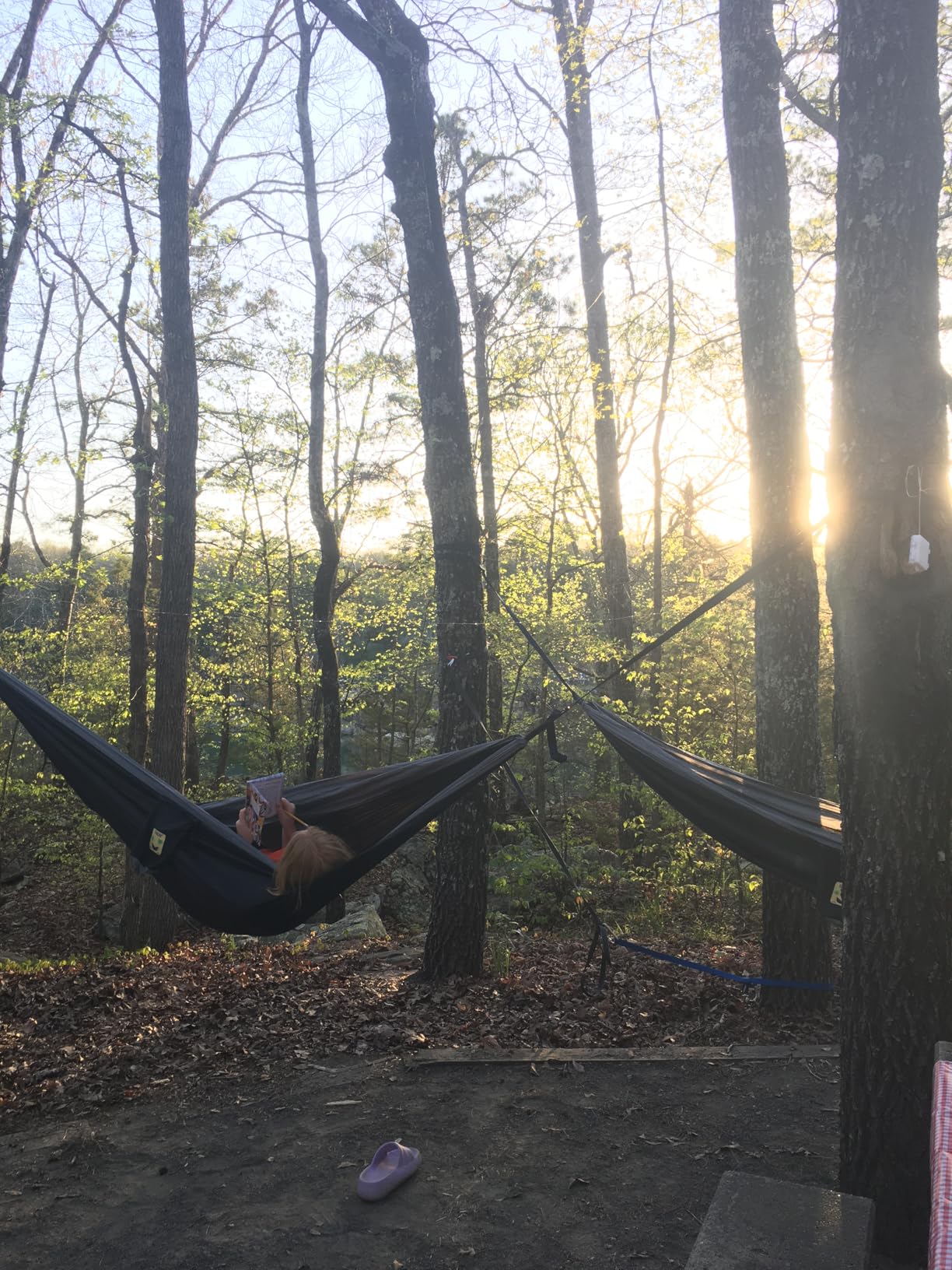 SZHLUX Camping Hammock Double & Single Portable Hammocks with 2 Tree Straps and Attached Carry Bag,Great for Outdoor,Indoor,Beach,Camping,Black & Grey, Large customer photo 2