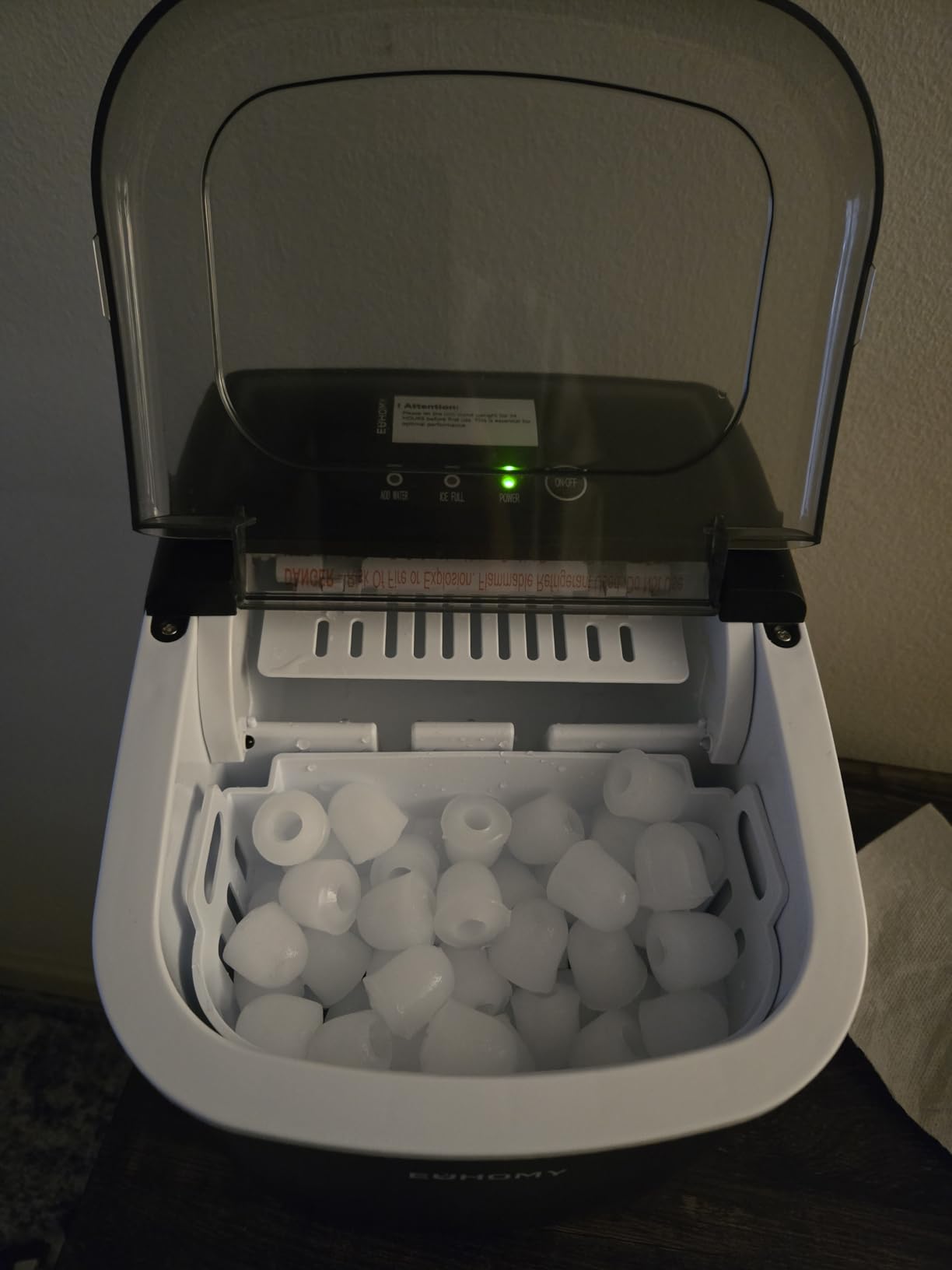 EUHOMY Countertop Ice Maker Machine with Handle, 26lbs in 24Hrs, 9 Ice Cubes Ready in 6 Mins, Auto-Cleaning Portable Ice Maker with Basket and Scoop, for Home/Kitchen/Camping/RV. (Black) customer photo 1