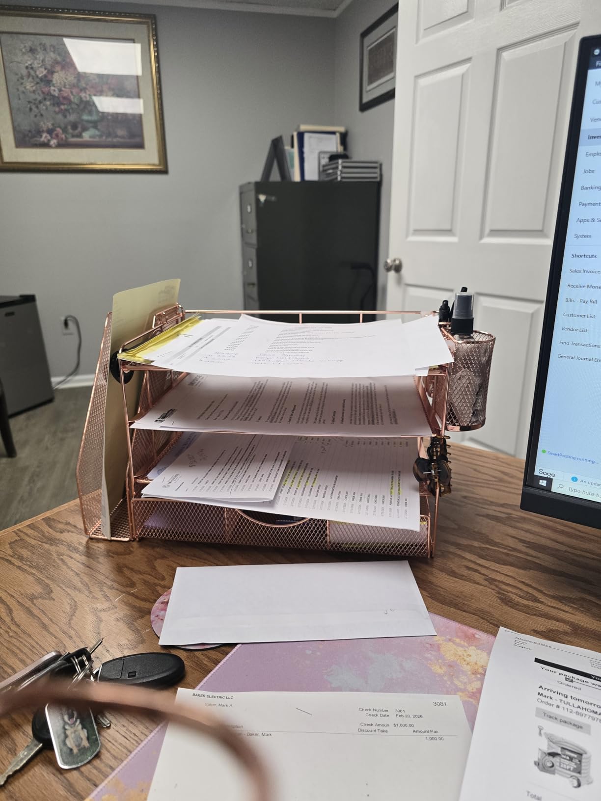 gianotter Desk Organizers and Accessories with File Holder, 4-Tier Desk Accessories & Workspace Organizers with Drawer and 2 Pen Holder, Paper Organizer for Office Supplies (Black) customer photo 2