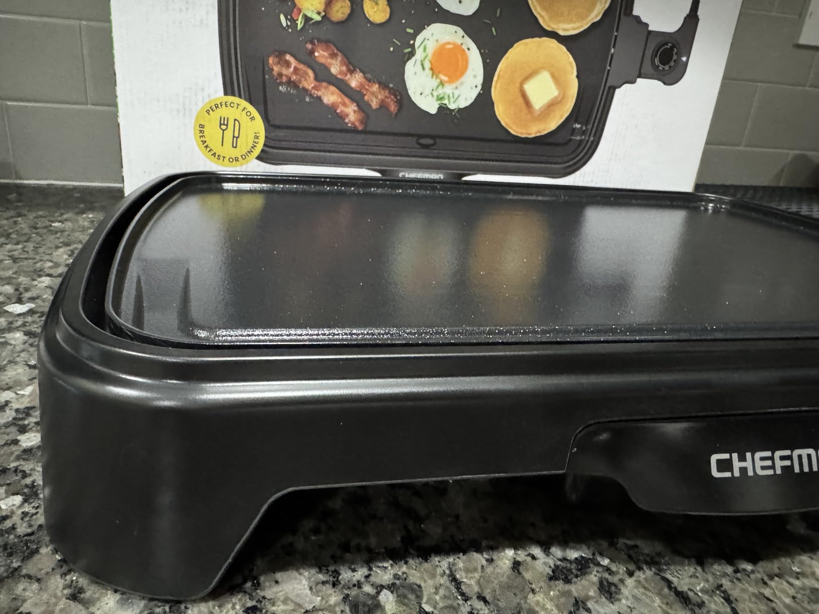 Chefman XL Electric Griddle with Removable Temperature Control, Immersible Flat Top Grill, Burger, Eggs, Pancake Griddle, Nonstick Extra Large Cooking Surface, Slide Out Drip Tray, 10 x 20 Inch customer photo 2