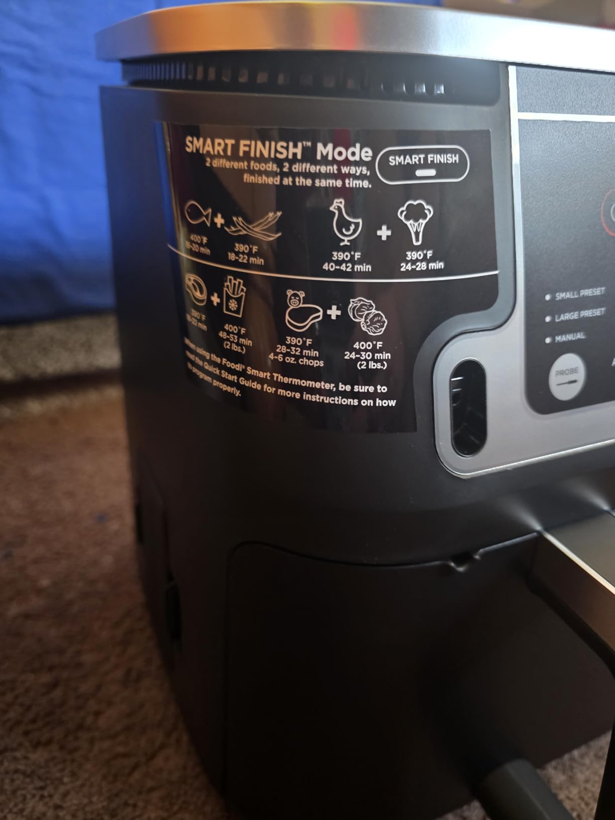 Ninja Foodi Air Fryer | 6-in-1 with 7-QT MegaZone & Basket Divider for Large Proteins & Full Meals | Cook 2 Foods at Once | 450° F | Air Fry, Roast, Broil, Dehydrate, Keep Warm & Bake | Black | DZ071 customer photo 2