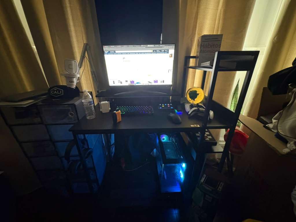 ODK Reversible Gaming Desk with LED Lights - 40 Inch Computer Desk with Storage Shelves & Monitor Stand for Small Space Bedroom customer photo 2