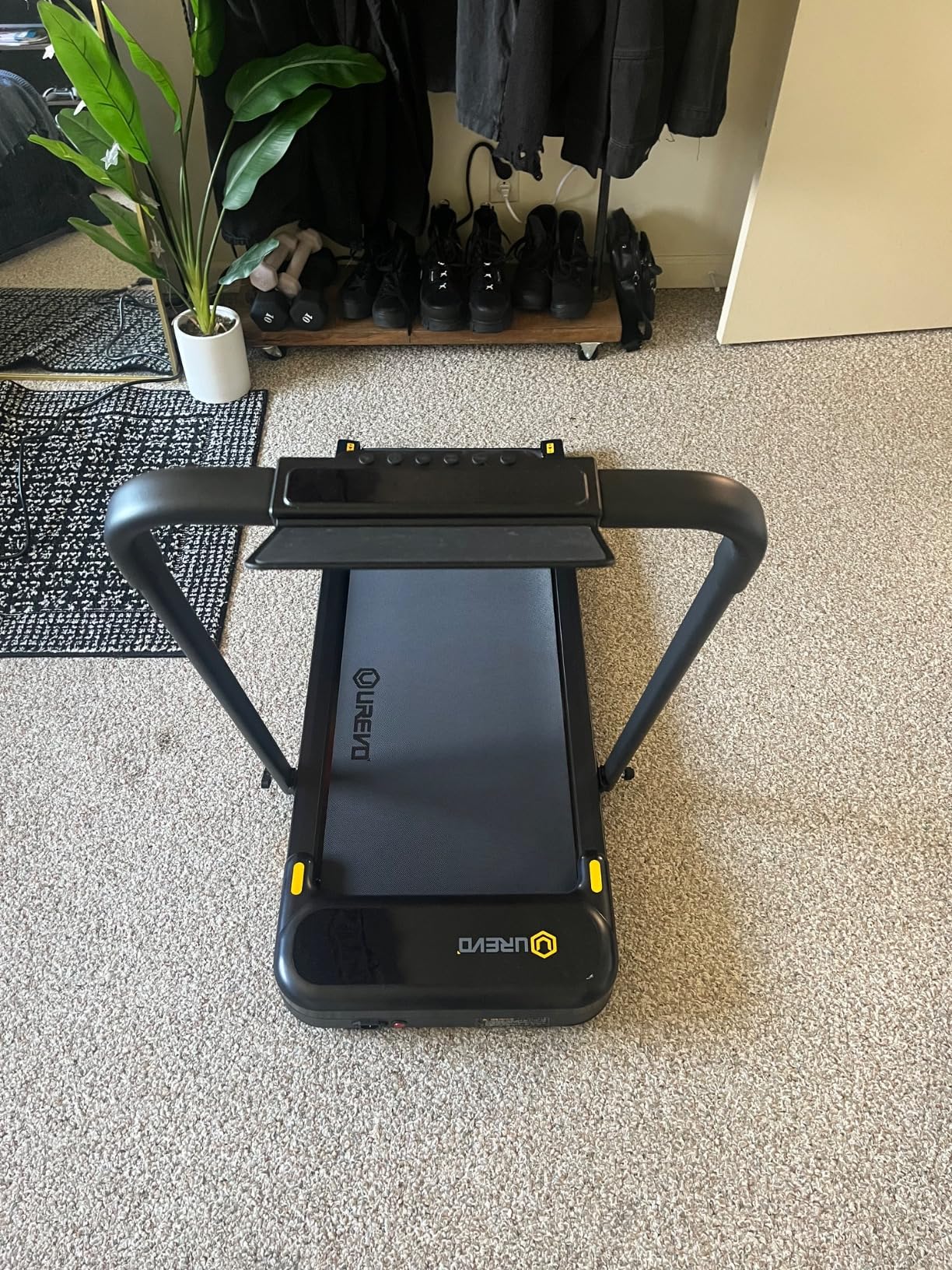 UREVO Strol 2E Smart 2-in-1 Folding Treadmill, Compact Walking Pad with Safety Handle, Plug and Play, Standing Desk Treadmill with Dual LED Display, Smart APP, Walking or Running for Home Office customer photo 2