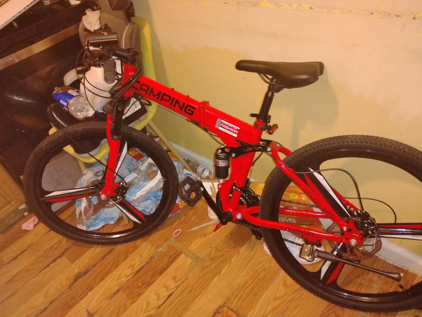 Ktaxon 26 Inch Foldable Mountain Bike, 21 Speed Folding Mountain Bike with Double Shock Effect, Powerful Mechanical Dual Disc Brakes customer photo 1