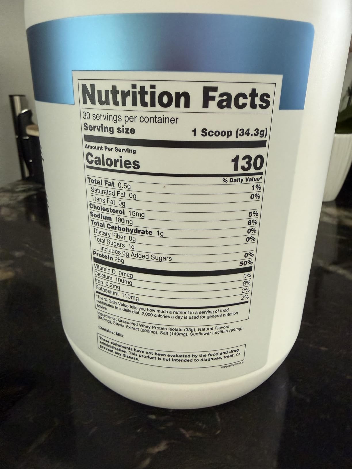 Grass-Fed Whey Protein Isolate - Naturally Flavored, Gluten Free Whey Protein Powder with 28g of Protein per Serving & 9 Amino Acids - 30 Servings, Milk Chocolate customer photo 2
