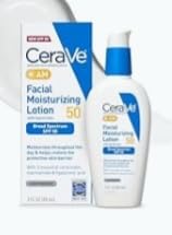 CeraVe AM Facial Moisturizing Lotion SPF 50, Face Moisturizer with SPF, Hyaluronic Acid, Niacinamide & Ceramides, Non-Greasy, Blends Seamlessly With No White Cast, Non Comedogenic Sunscreen, 3 Oz customer photo 1