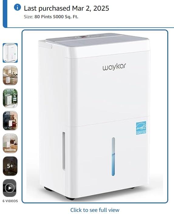 Waykar 150 Pint 2025 Energy Star Dehumidifier with Pump for Large Rooms up to 7,000 Sq. Ft. for Home, Basement, Commercial, Industrial, with Drain Hose & Tank, Auto Defrost, Smart Auto Comfort Mode customer photo 1
