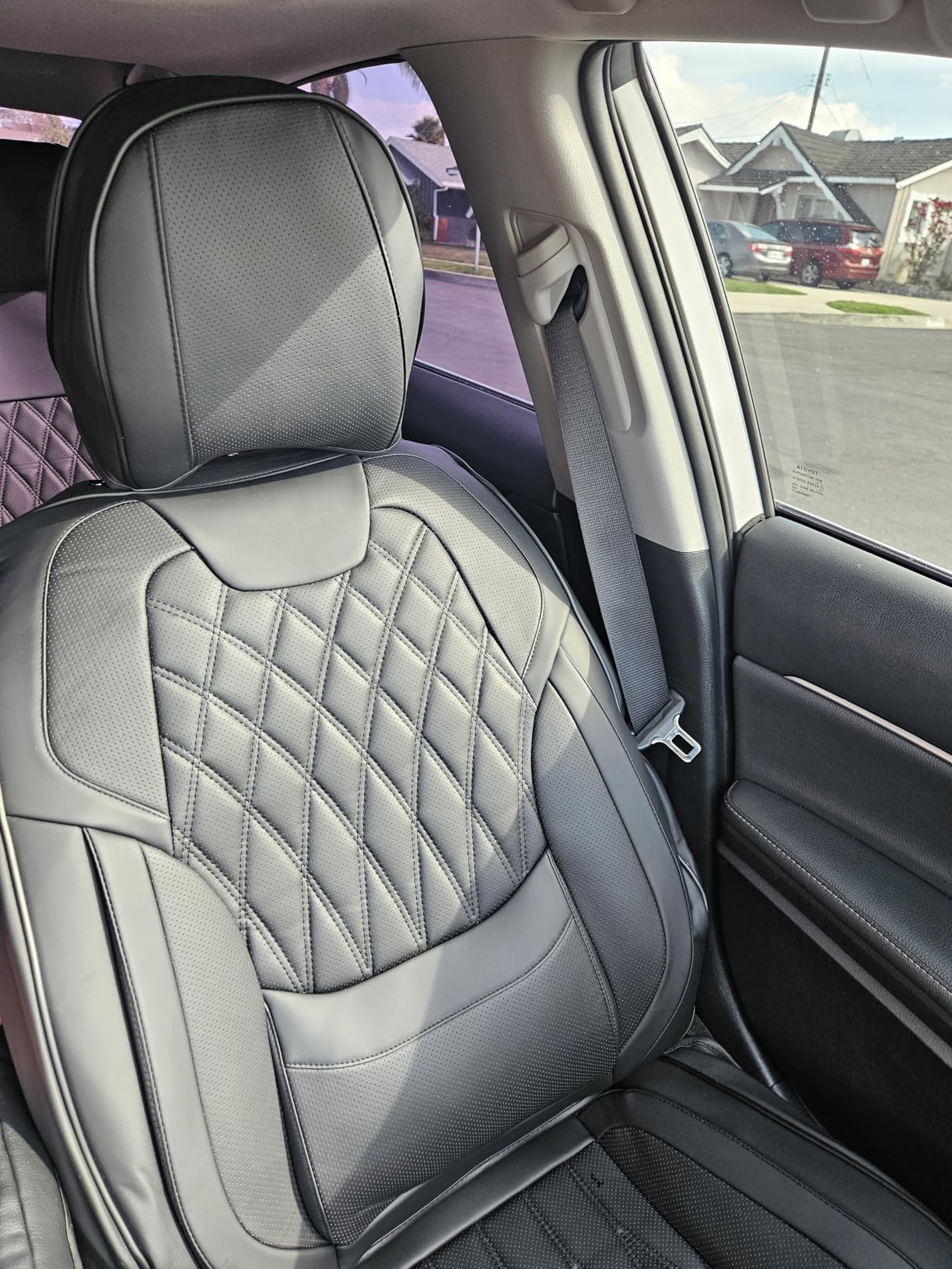 FREESOO Beige Car Seat Cover Full Set - Faux Nappa Leather Seat Covers for Cars, Ultra Breathable Waterproof Front Seats Cushion Protectors with Lumbar Support, Universal Fit for Sedans SUVs Pickups customer photo 1