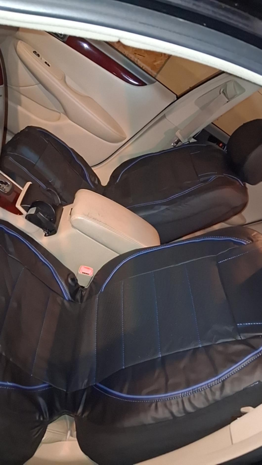 CAR PASS Mesh Leather Car Seat Covers Full Set, Breathable Mesh Faux Leather Seat Covers for Car, Universal Fit for SUV Truck Sedan Automotive, Airbag Compatible, Black and Red customer photo 1