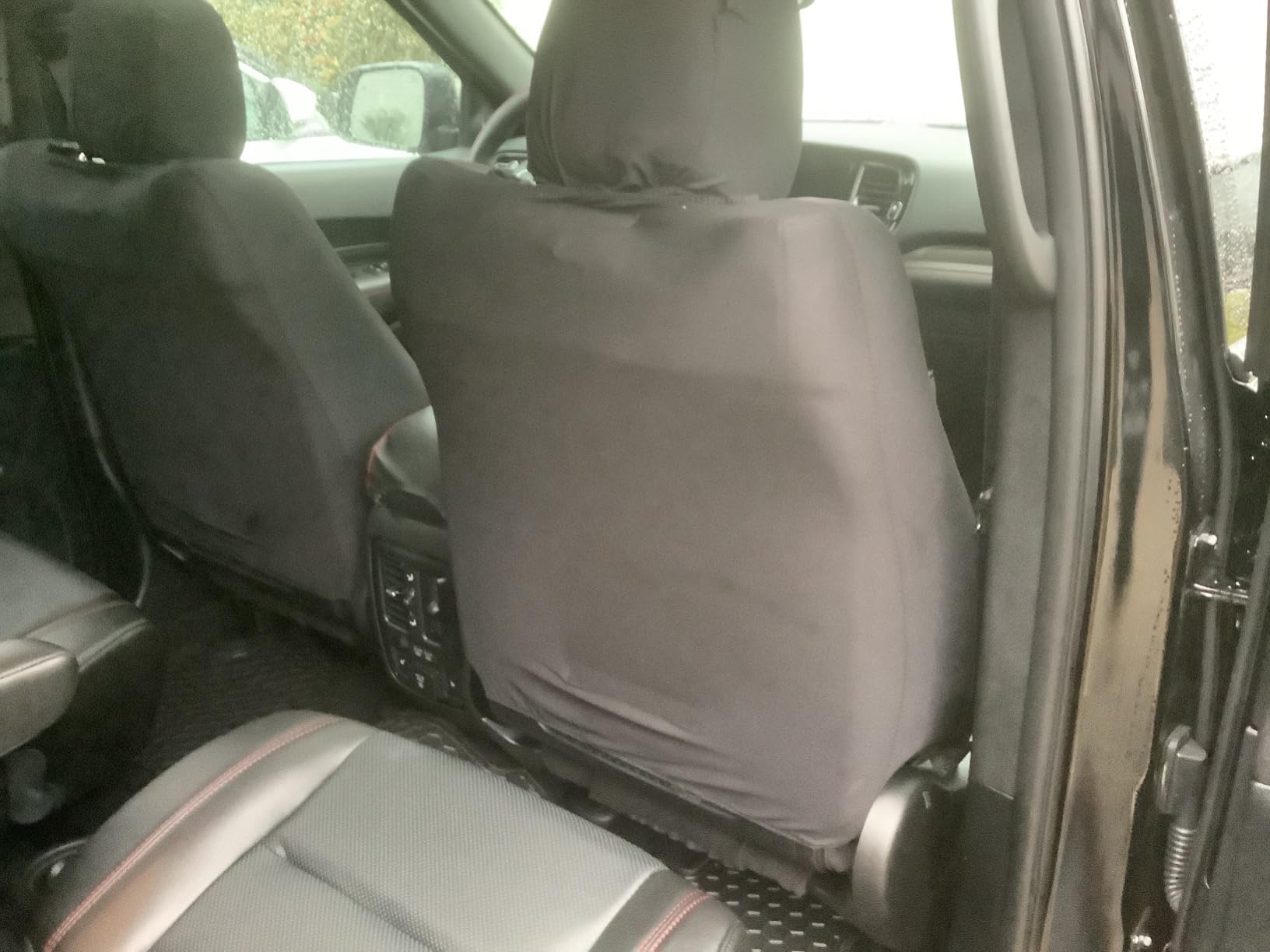 CAR PASS Mesh Leather Car Seat Covers Full Set, Breathable Mesh Faux Leather Seat Covers for Car, Universal Fit for SUV Truck Sedan Automotive, Airbag Compatible, Black and Red customer photo 2