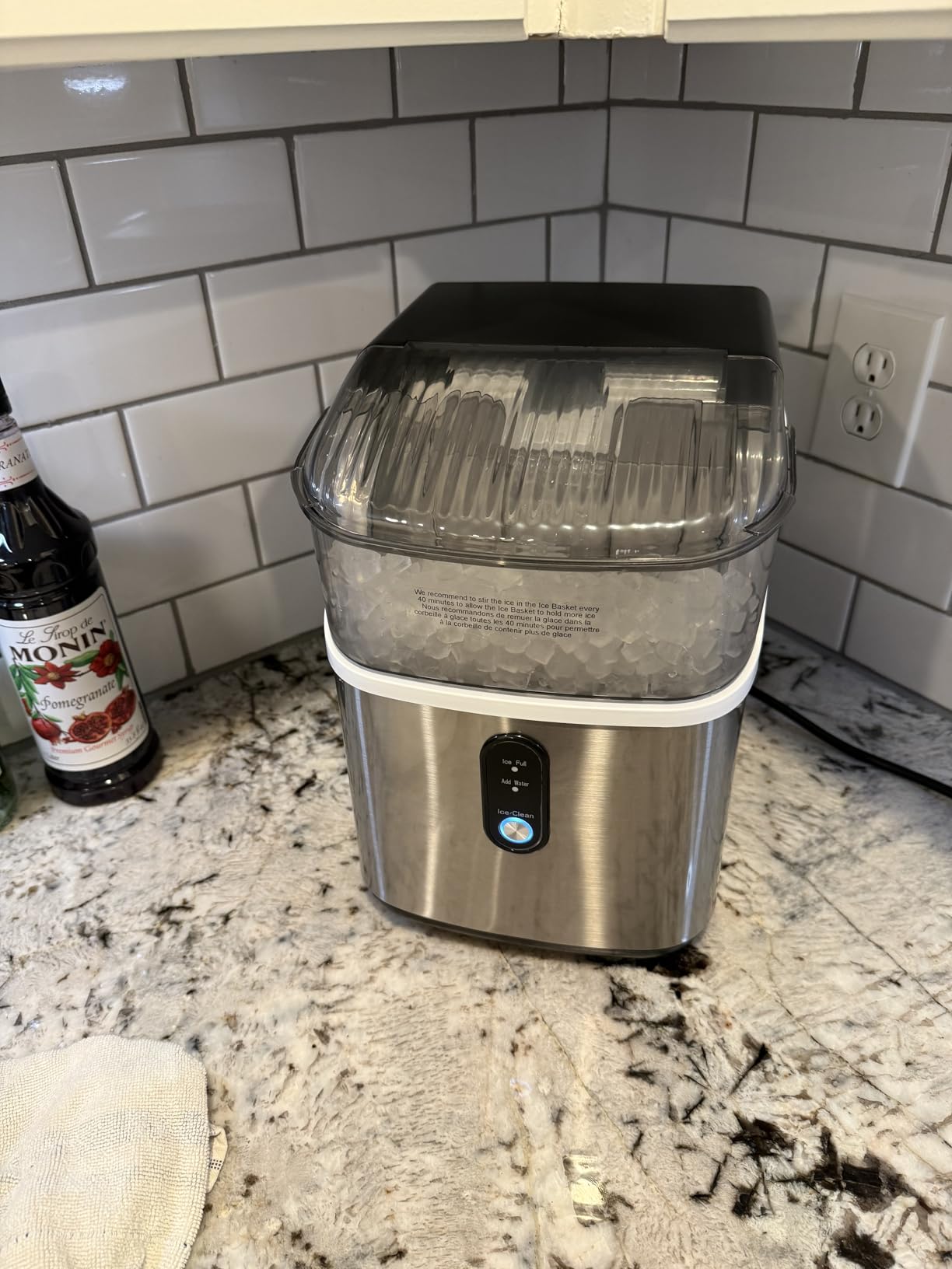 Kismile Nugget Ice Makers Countertop,Portable Ice Machine with Crushed Ice, 35lbs/Day,Self-Cleaning,One-Click Operation for Home Use(Silver) customer photo 2
