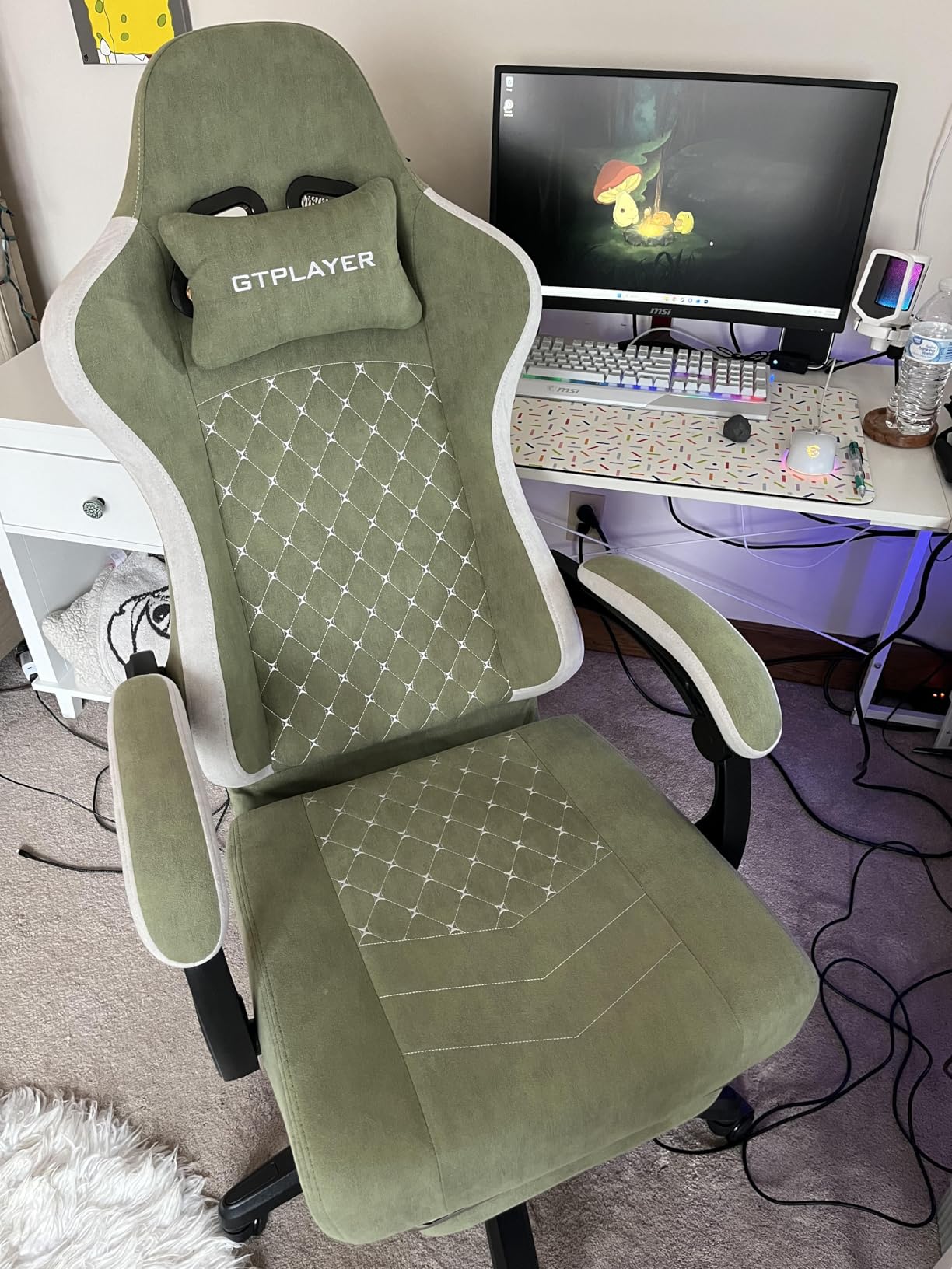 GTPLAYER Gaming Chair, Computer Office Chair with Pocket Spring Cushion, Linkage Armrests and Footrest, High Back Ergonomic Computer Chair with Lumbar Support Task Chair with Footrest (Black) customer photo 1