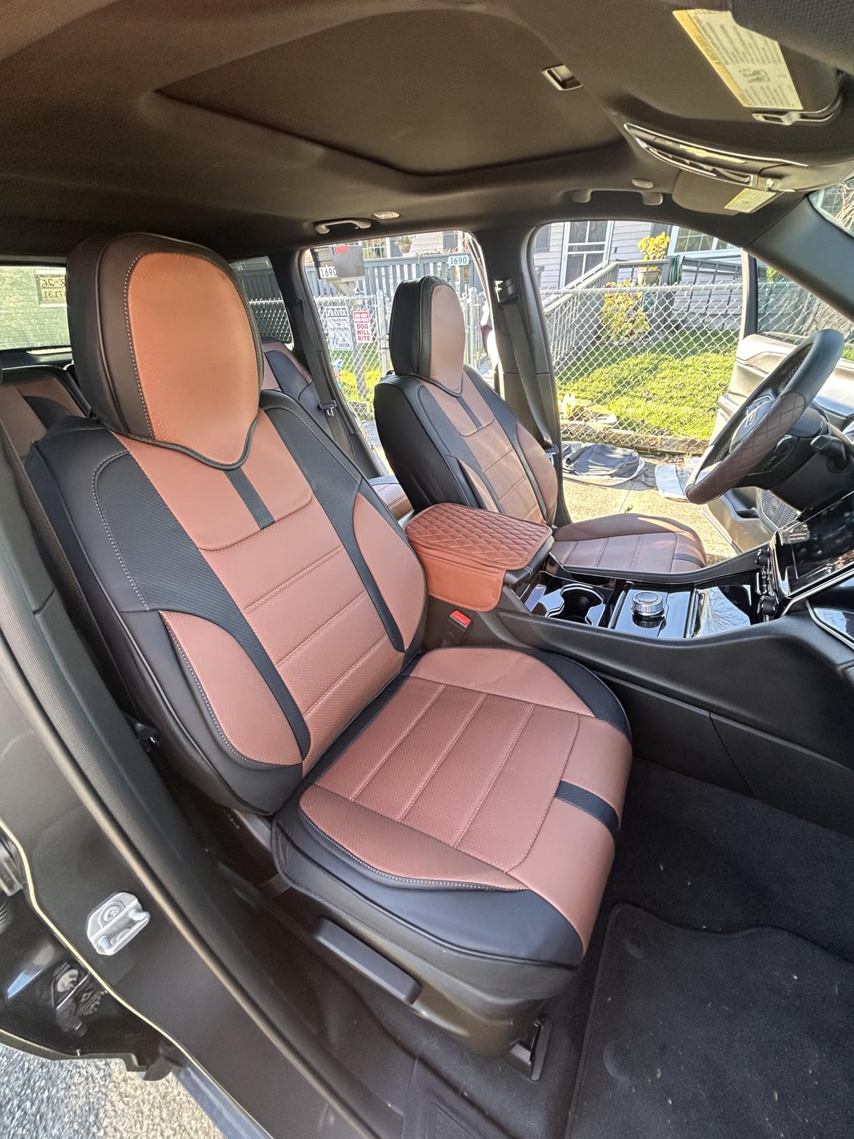 FREESOO Black Car Seat Covers Full Set - Faux Nappa Leather Seat Covers for Cars, with Front Seatbelt Pads, Waterproof Breathable Cushion Protectors Fit for Most 5 Seats Automative Sedans SUV Trucks customer photo 2