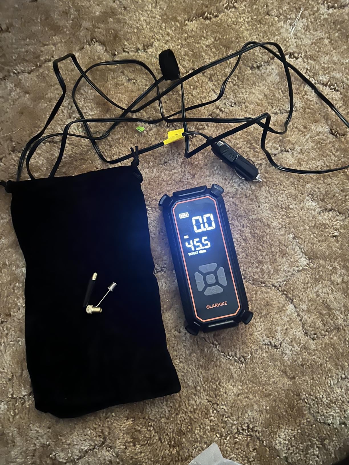 OlarHike Tire Inflator Portable Air Compressor, Lightning-Fast Inflation, Dual Power - 6000mAh & 12V DC, Cordless Air Pump for Car Tires, Bikes, Motorcycle, Balls with LED & Digital Pressure Gauge customer photo 1