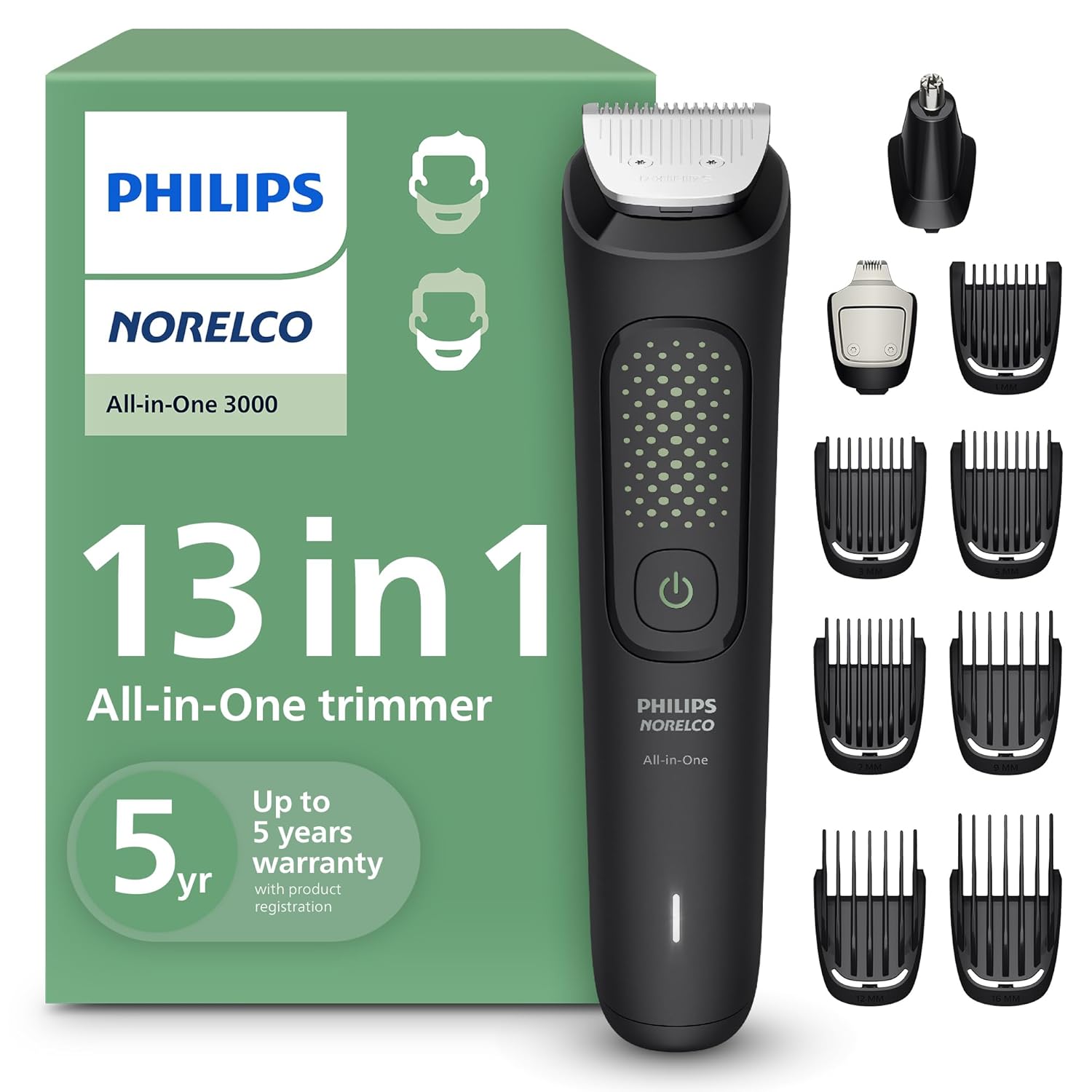Philips Norelco All-in-One 3000 Series 13 in 1 Trimmer for Men, Beard Trimmer & Head Hair Clipper, Full Metal Self-Sharpening Blades & 8 Length Settings, MG3939/50 customer photo 1
