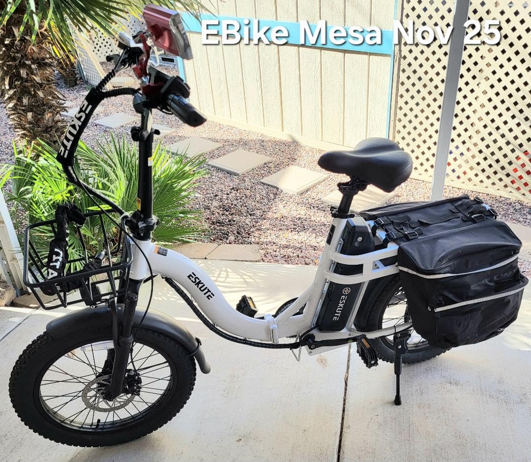 ESKUTE Electric Bike for Adults - 1200W Peak Motor, Folding 20x3 Fat Tire E‑Bike, 48V 10.4Ah Battery, Step‑Through Cargo Fold Ebike, NFC Unlock, 28 MPH, 7‑Speed, Up to 55 Miles customer photo 1