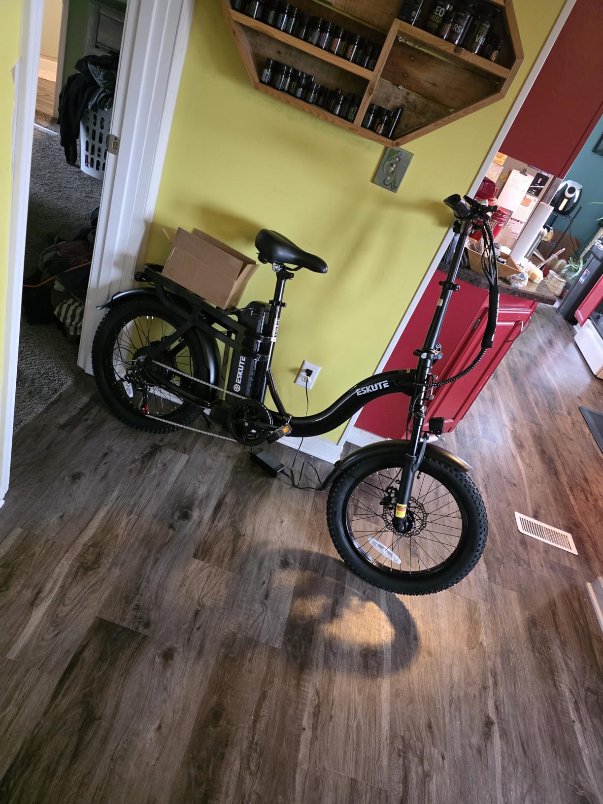 ESKUTE Electric Bike for Adults - 1200W Peak Motor, Folding 20x3 Fat Tire E‑Bike, 48V 10.4Ah Battery, Step‑Through Cargo Fold Ebike, NFC Unlock, 28 MPH, 7‑Speed, Up to 55 Miles customer photo 2