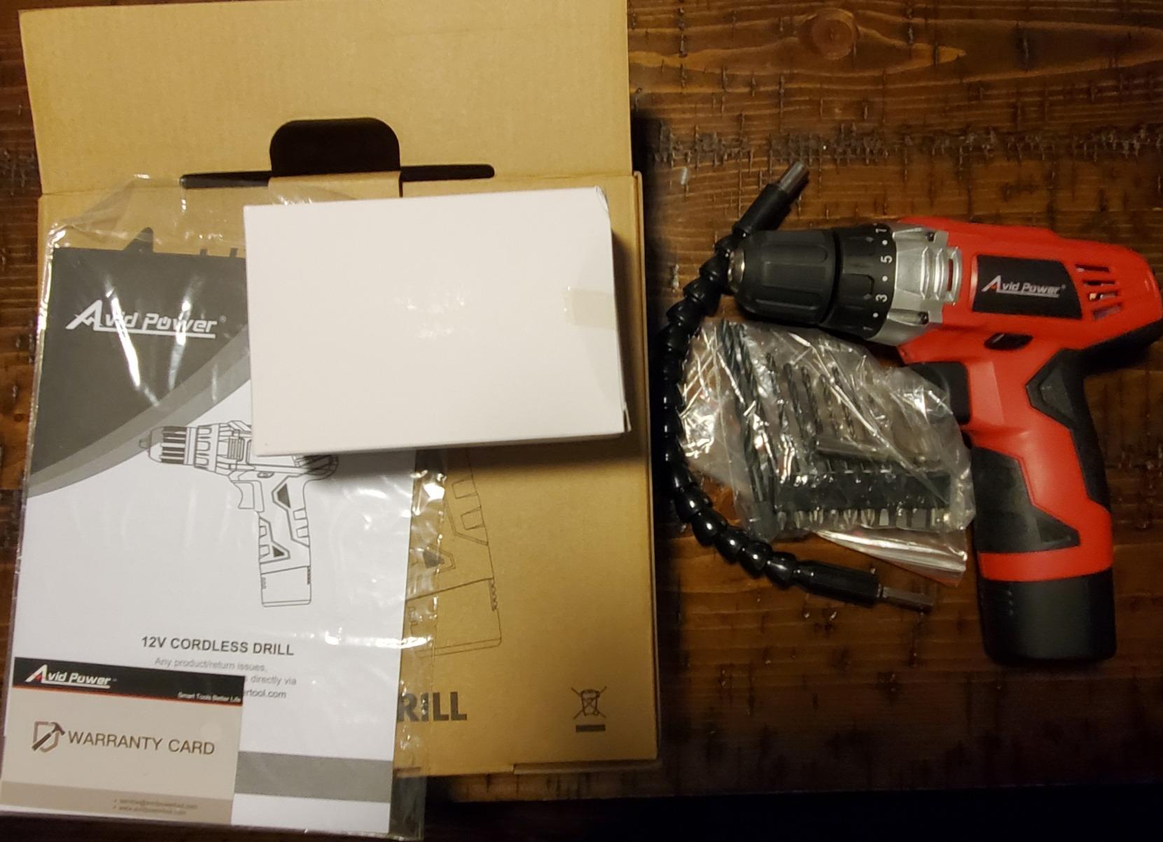 AVID POWER 12V Cordless Drill, 3/8-Inch Keyless Chuck, High-Speed 1400 RPM & 25+1 Torque Control, Electric Power Drill Kit with 21pcs Bits, Battery and Charger customer photo 1