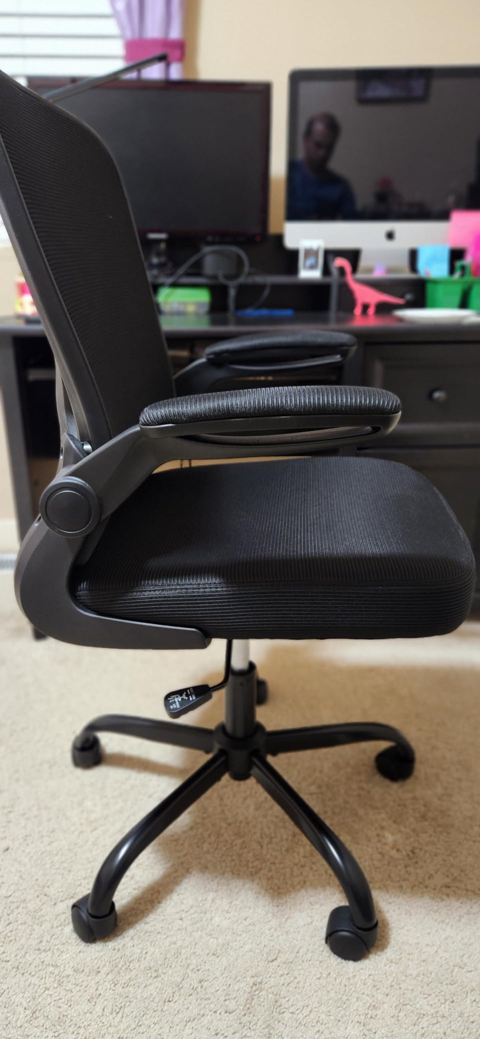 Ergonomic Office Chair, Mesh Computer Desk Chairs with Lumbar Support, Swivel Desk Chair with Flip-up Arms and Adjustable Height, Black customer photo 2