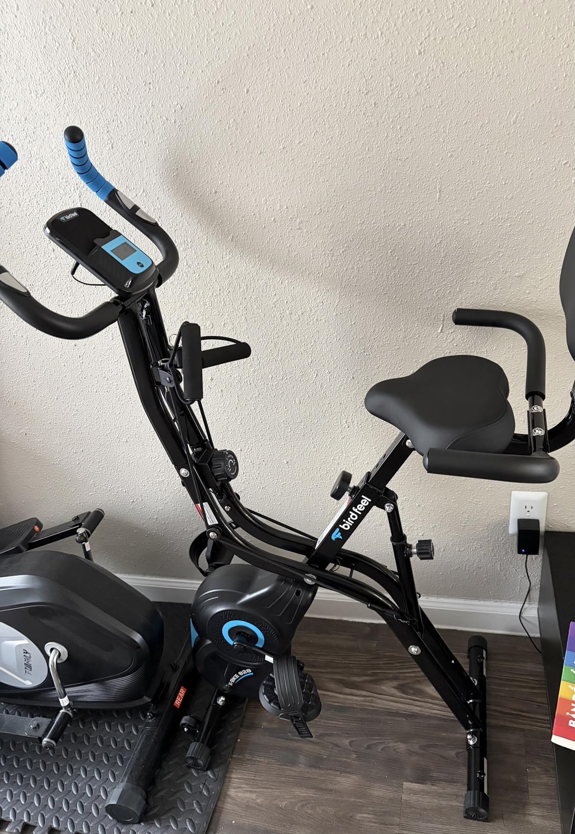 Foldable Exercise Bike, Multifunctional Indoor Stationary Bikes for Home with 8-Level Magnetic Resistance, Quiet Workout Bike with Arm Resistance Bands, LCD Monitor, 300LBS Capacity customer photo 1