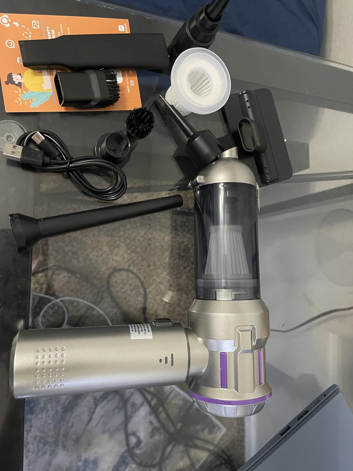 Handheld Vacuum Cordless, 28000Pa 4 in 1 Car Vacuum Portable Cordless, One-Touch Dust Removal, 3-Speed Brushless Motor Mini Vacuum, Ideal for Home, Car, Office, and Pet Hair Cleanup, Silver customer photo 2