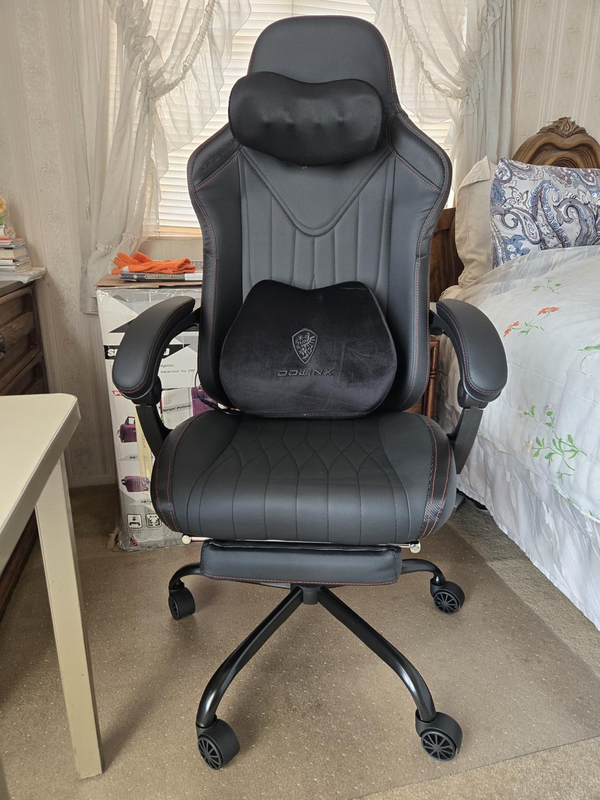 Dowinx Gaming Video Gaming Chair with Shiatsu Neck Massage and Lumbar Support for Home Office High Back Recliner Height Adjustable Ergonomic Comfy Leather Computer Desk Chair (Black) customer photo 1