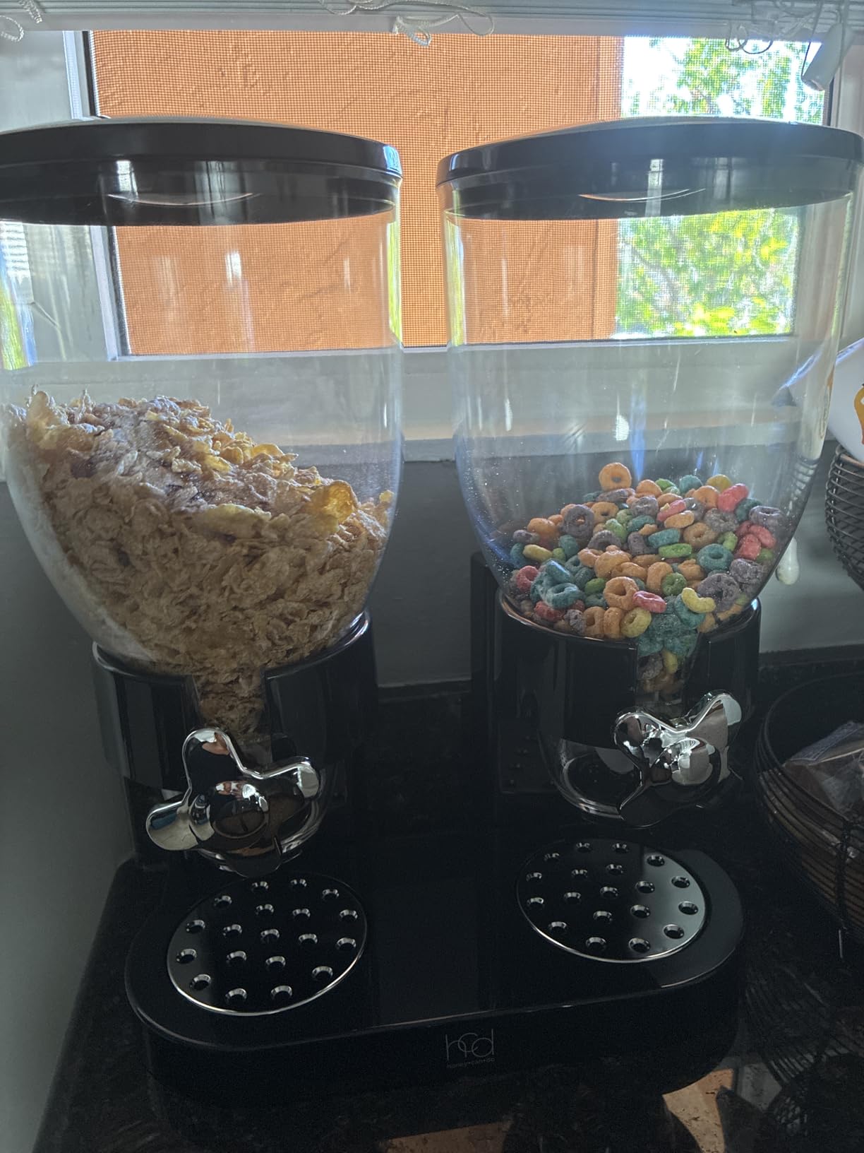 Honey-Can-Do Zevro Essential Dual-Control Dry Food Dispenser - Effortless & Organized Storage for Cereal, Dog Food, or Snack Dispenser for All Kinds of Treats, 17.5 oz Each Capacity, Black/Chrome customer photo 1