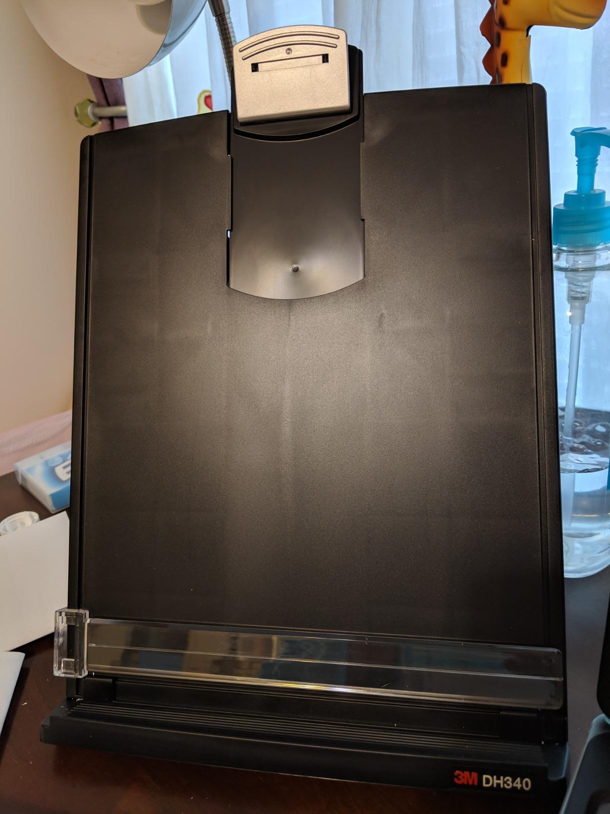3M Desktop Document Holder Copy Holder, Adjustable Clip Holds Portrait and Landscape Documents for Easy Viewing, Bottom Ledge Has Lip to Keep up to 150 Sheets Securely in Place, Black (DH340MB) customer photo 2