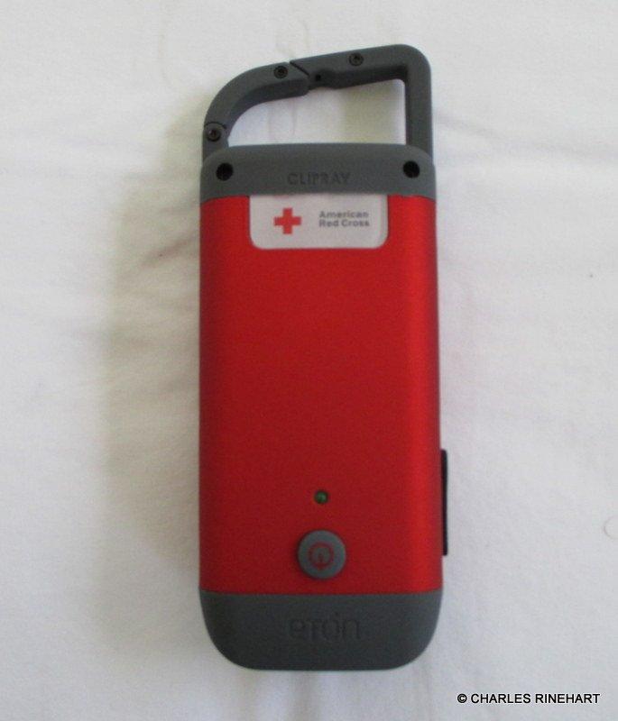 Eton American Red Cross Crank-Powered Clipray Clip-On Flashlight & Smartphone Charger, Hand Crank, Cherry Red, Commitment to Preparedness customer photo 2