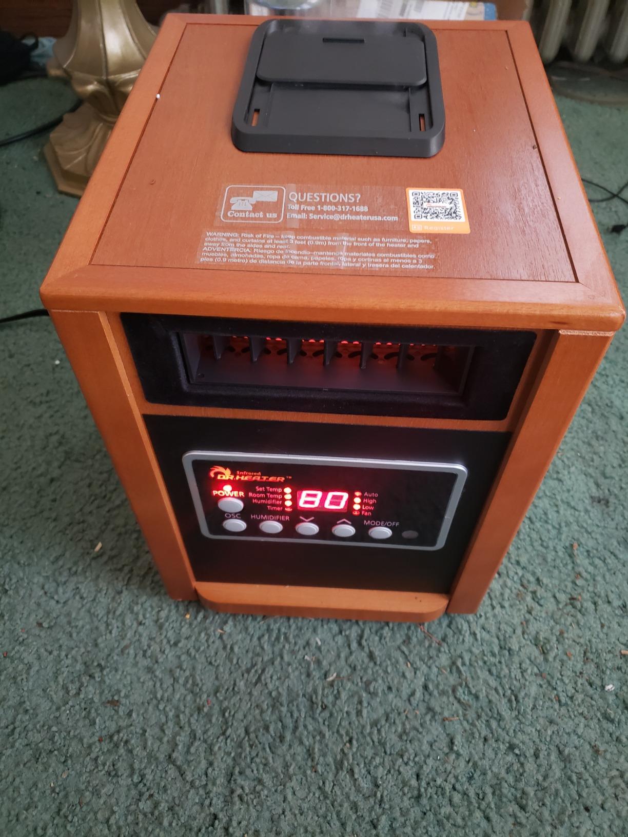 DR. INFRARED HEATER DR-998, 1500W, Advanced Dual Heating System with Humidifier and Remote Control, Cherry, Standard customer photo 1