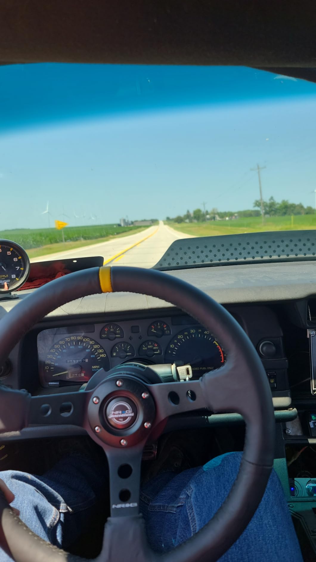 NRG Steering Wheel - 06 (Deep Dish) - 350mm (13.78 inches) - Black Leather with Black Spokes/Yellow Stripe - Part # ST-006BK-Y by NRG Innovations customer photo 1