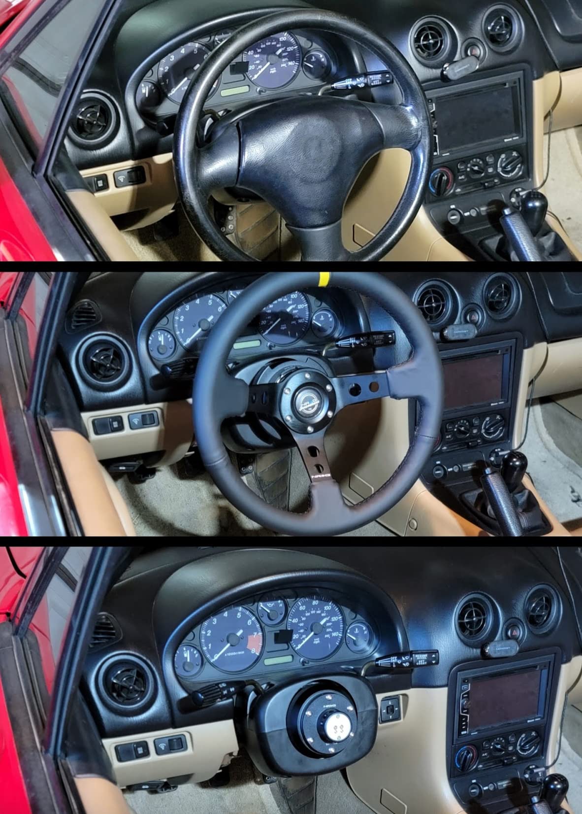 NRG Steering Wheel - 06 (Deep Dish) - 350mm (13.78 inches) - Black Leather with Black Spokes/Yellow Stripe - Part # ST-006BK-Y by NRG Innovations customer photo 2