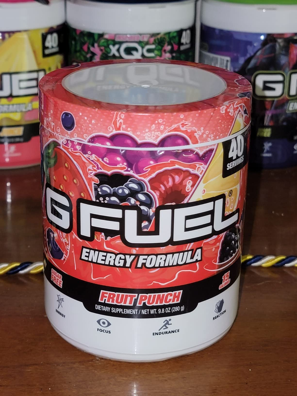 G Fuel Fruit Punch Energy Drink Powder, Pre Workout Caffeine Mix for Gaming, Sugar Free Focus Amino, Vitamin + Antioxidants, 9.9oz (Fruit Punch, 40 Servings) customer photo 2