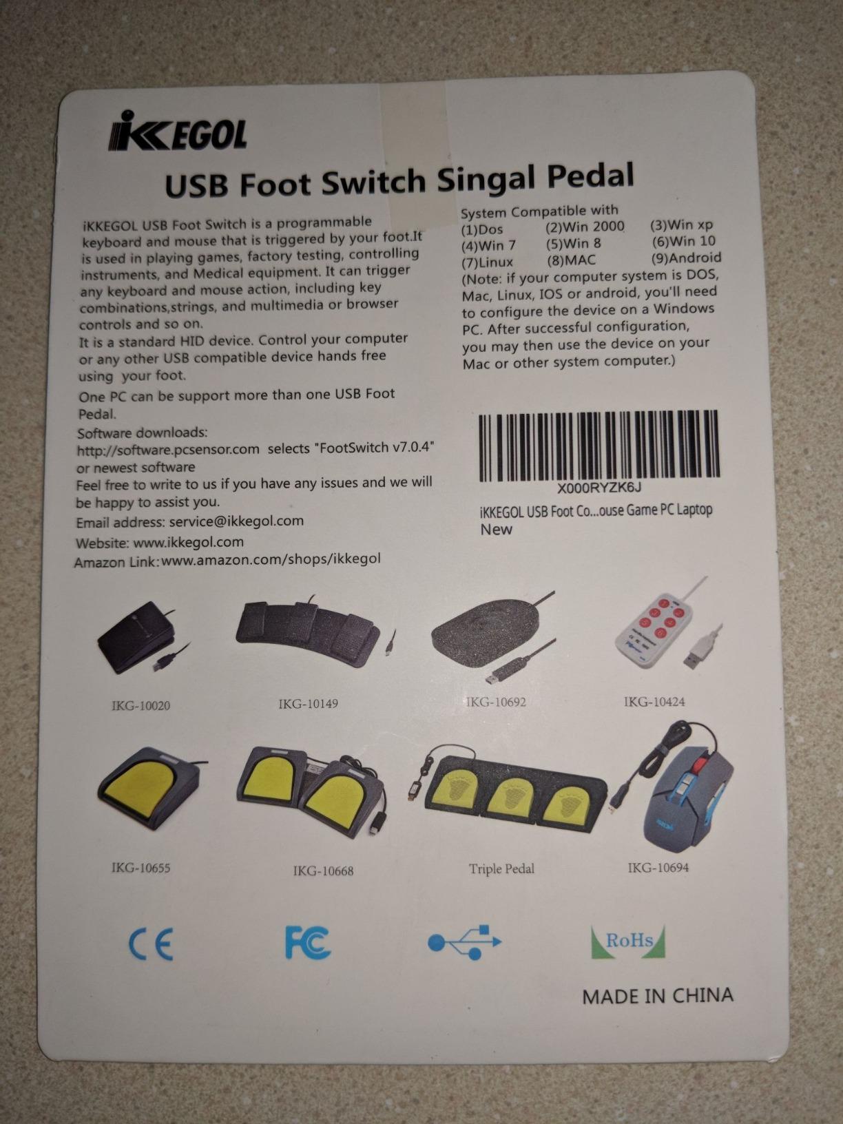 iKKEGOL USB Foot Switch Singal Pedal Footswitch Game Control Action HID for Keyboard Mouse PC Laptop customer photo 1