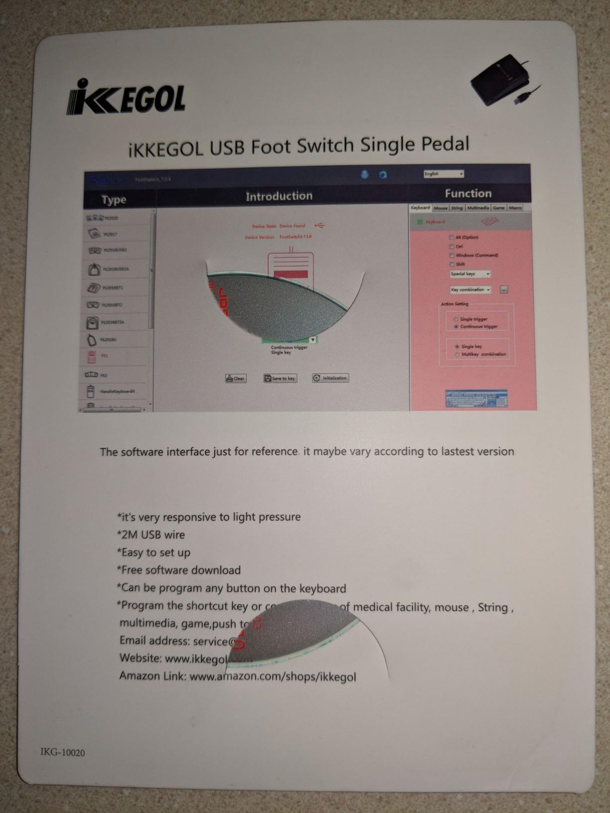 iKKEGOL USB Foot Switch Singal Pedal Footswitch Game Control Action HID for Keyboard Mouse PC Laptop customer photo 2