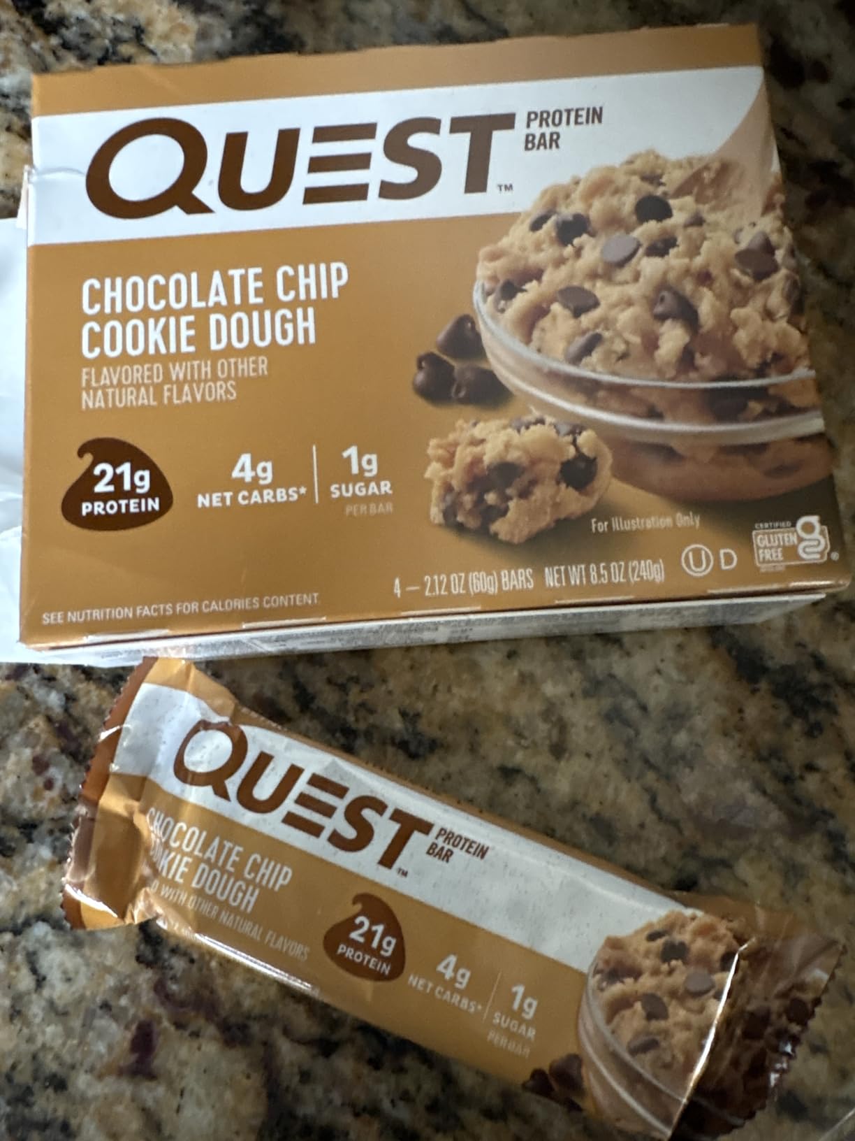 Quest Nutrition Chocolate Chip Cookie Dough Protein Bars, High Protein, Low Carb, Gluten Free, Keto Friendly, 12 Count customer photo 2