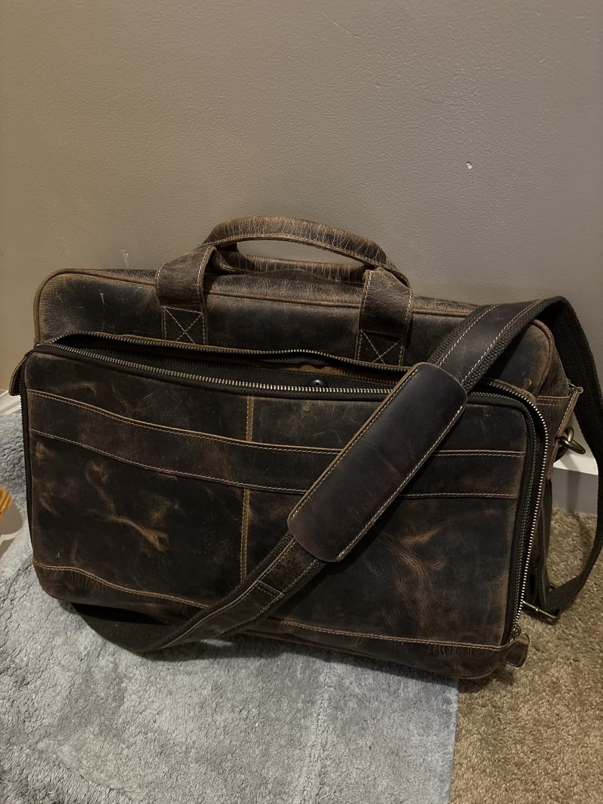 Leather briefcase 18 Inch Laptop Messenger Bags for Men and Women Best Office briefcase Satchel Bag customer photo 1